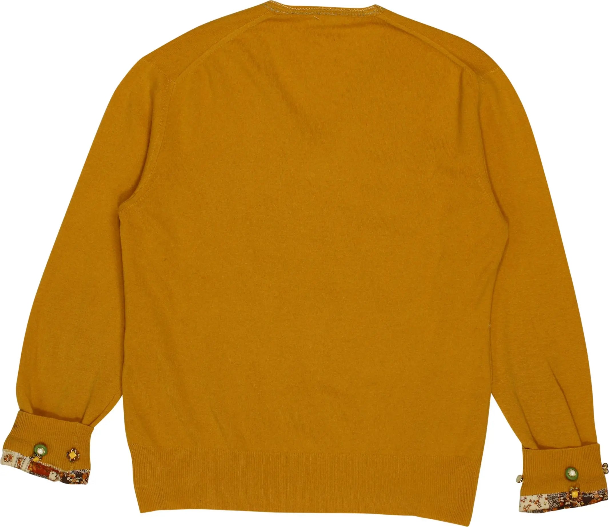 Fedeli - Wool V-neck Jumper with Cat- ThriftTale.com - Vintage and second handclothing
