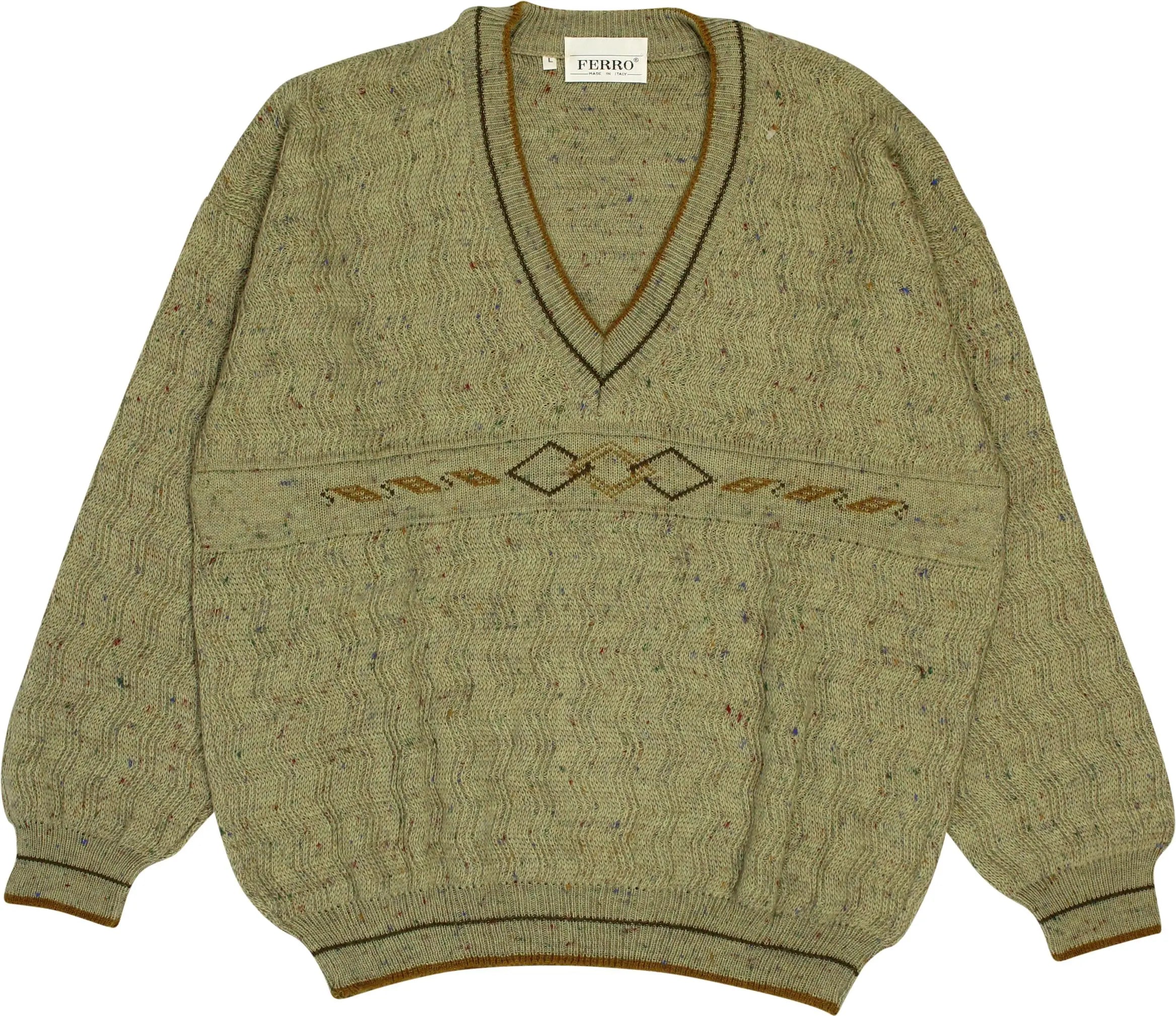 Ferro - 90s Wool Blend V-Neck Jumper- ThriftTale.com - Vintage and second handclothing