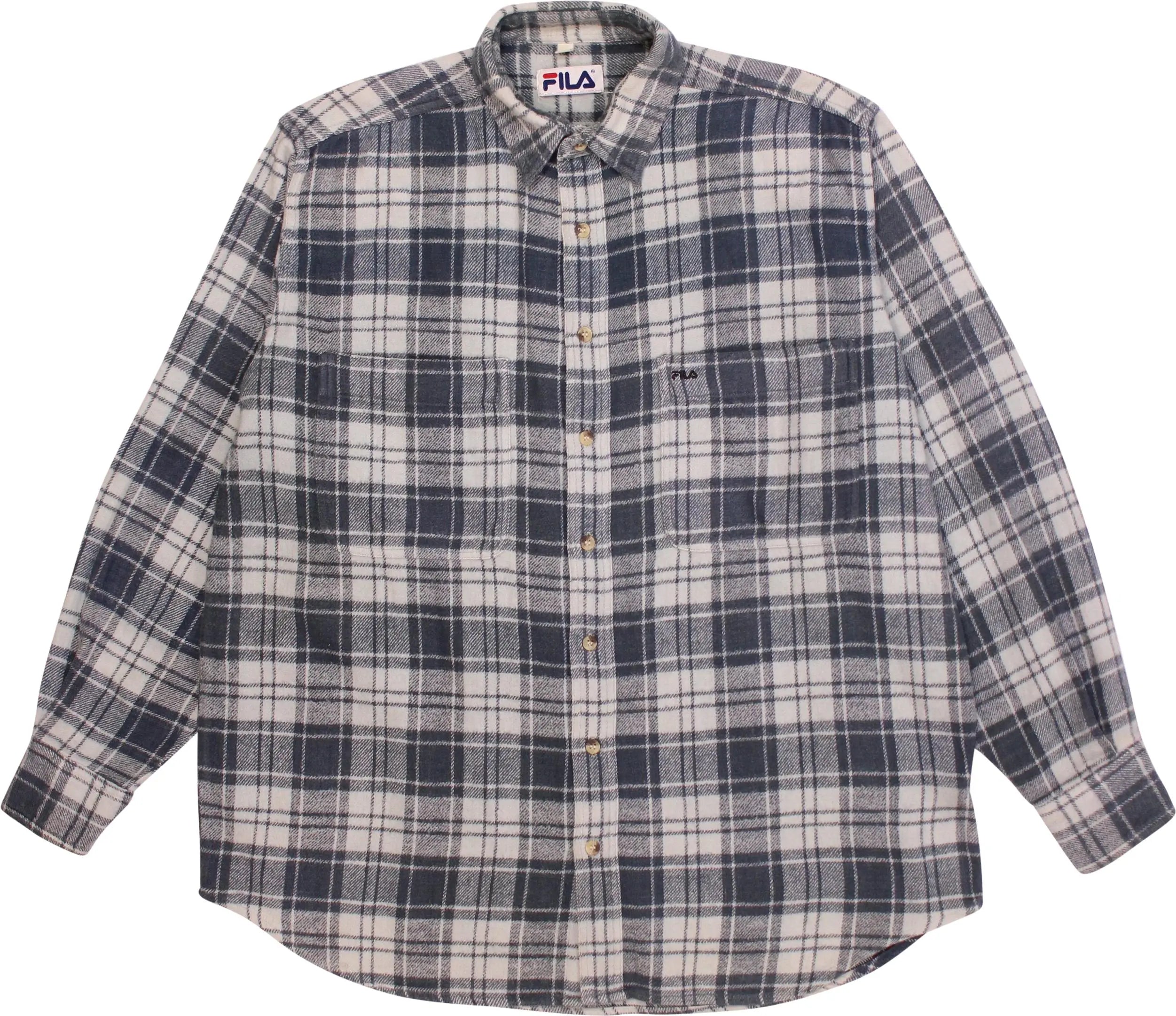 Fila - Grey Flannel Checked Shirt by Fila- ThriftTale.com - Vintage and second handclothing