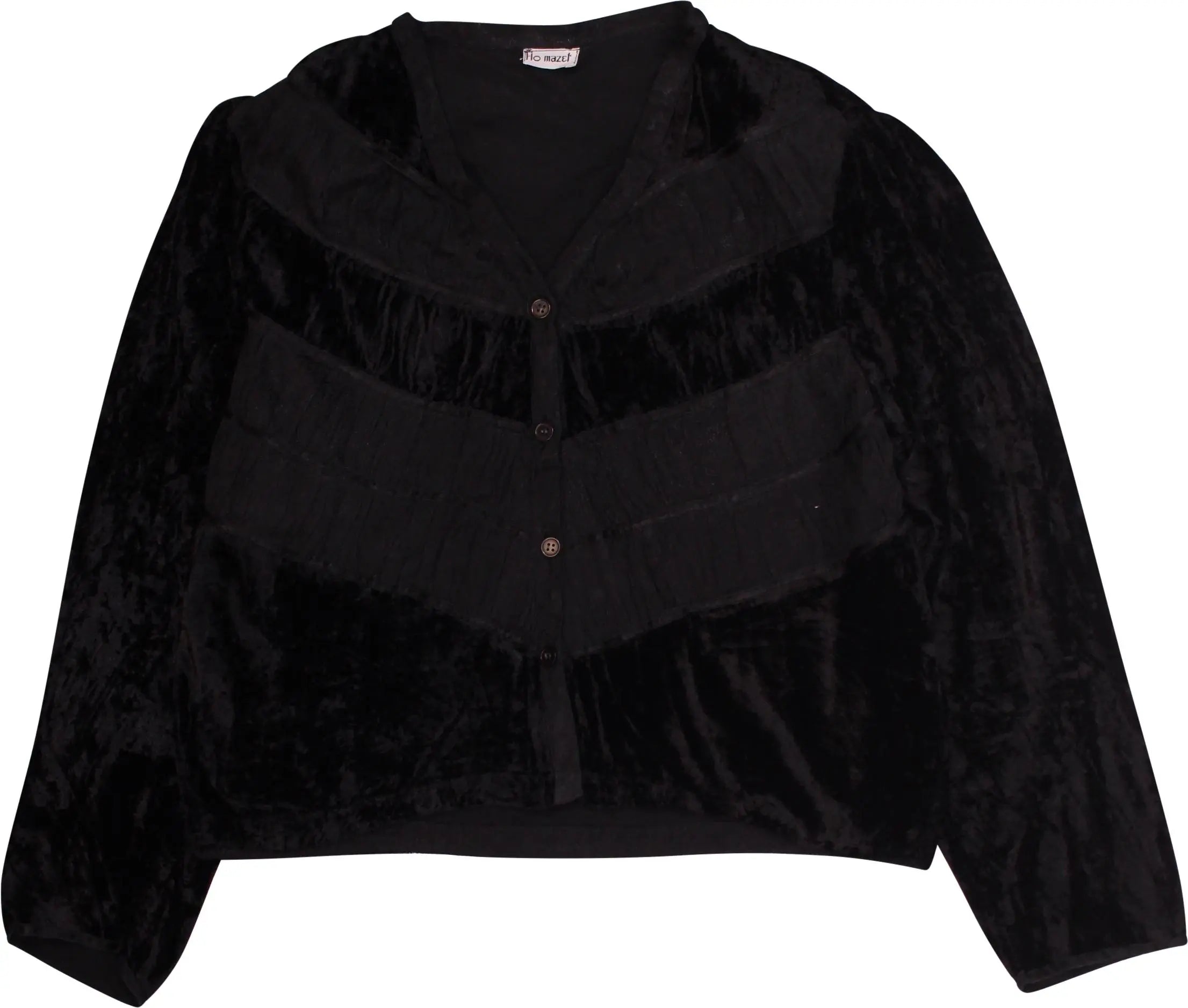 Flo Mazet - Black Velvet Blouse- ThriftTale.com - Vintage and second handclothing