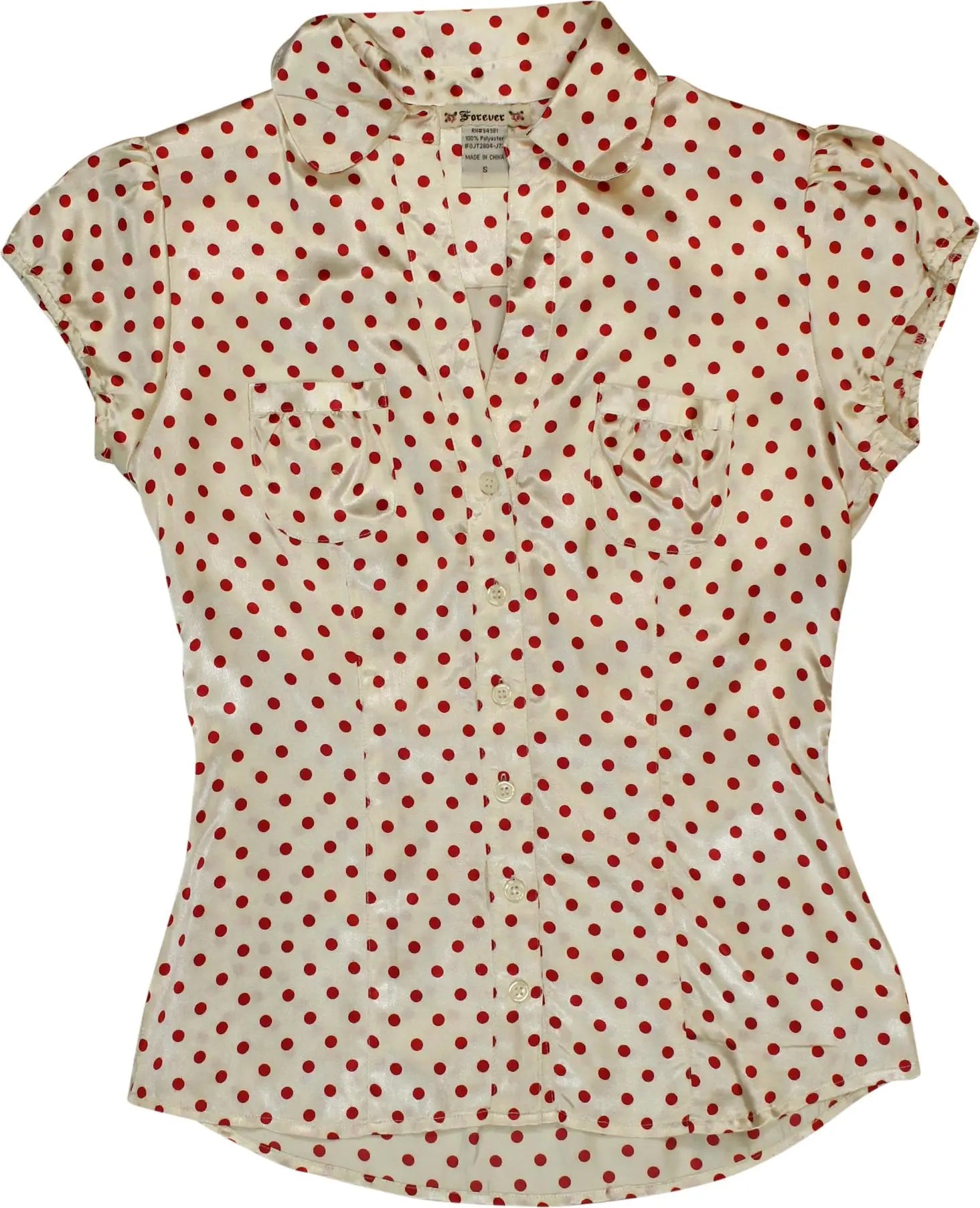 Forever - Polka Dot Blouse- ThriftTale.com - Vintage and second handclothing
