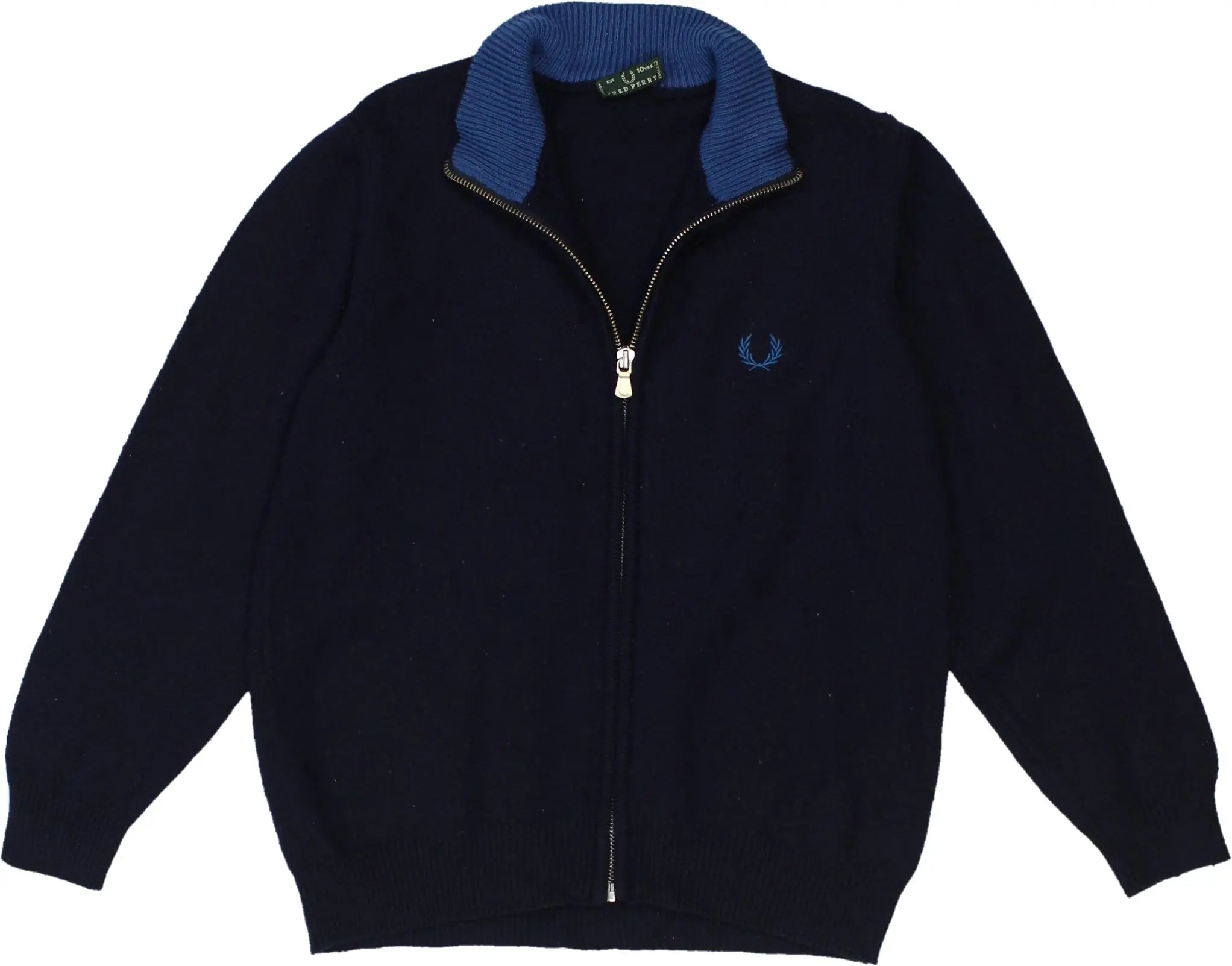 Fred Perry - Blue Wool Cardigan by Fred Perry- ThriftTale.com - Vintage and second handclothing