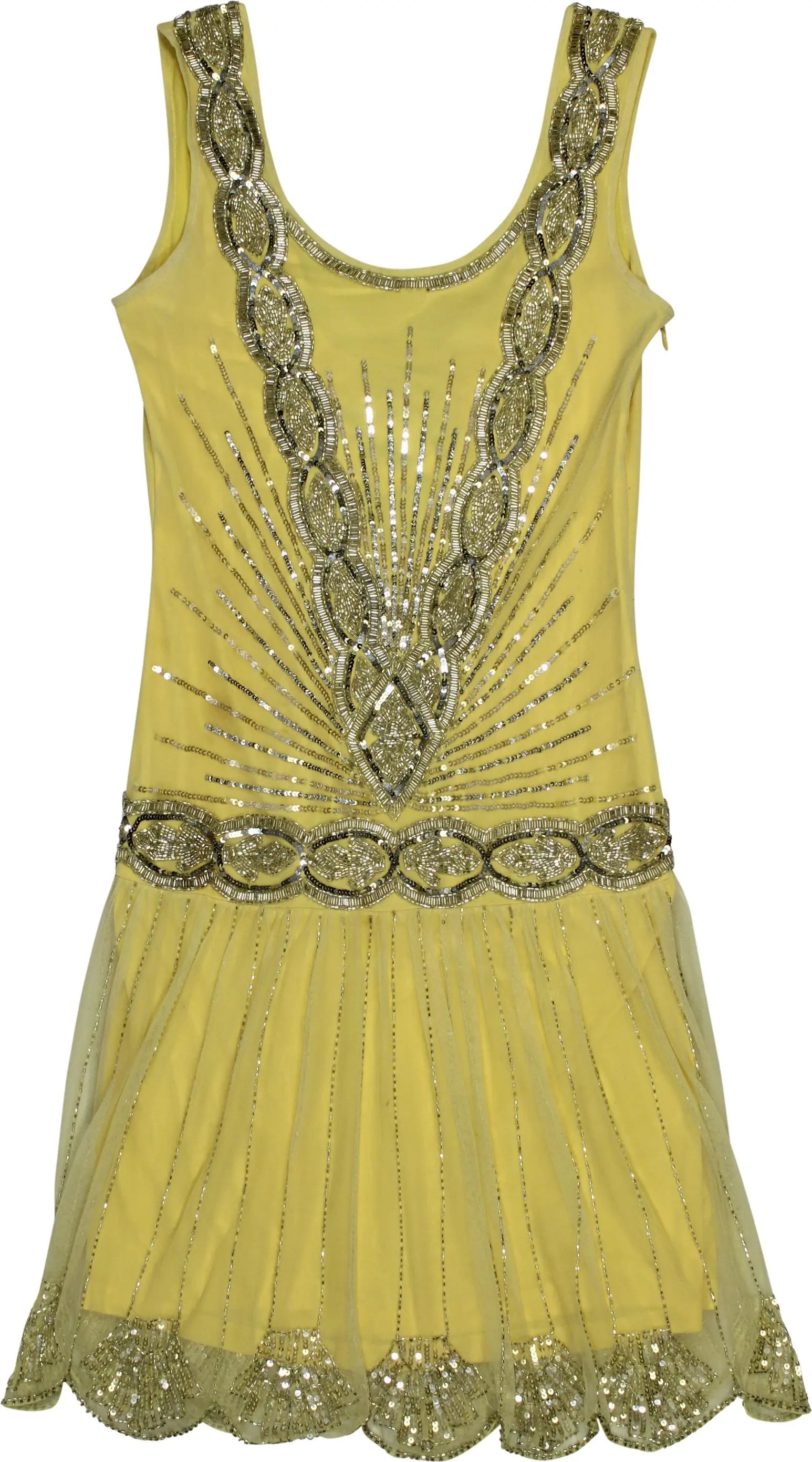 Frock & Frill - Yellow Beaded Dress- ThriftTale.com - Vintage and second handclothing