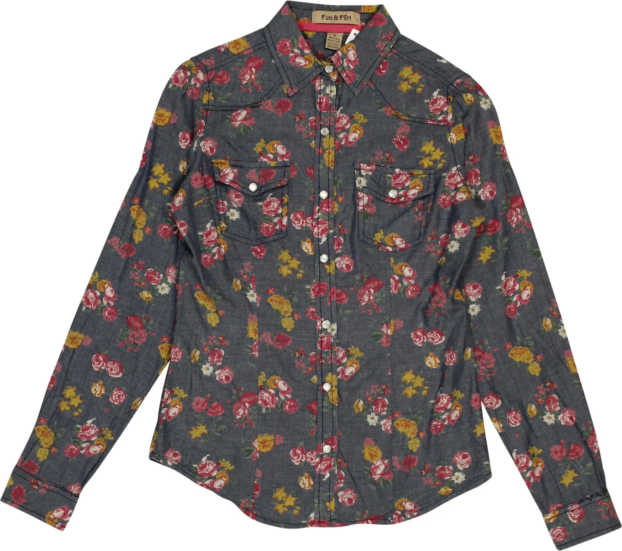 Fun & Flirt - Floral Blouse- ThriftTale.com - Vintage and second handclothing