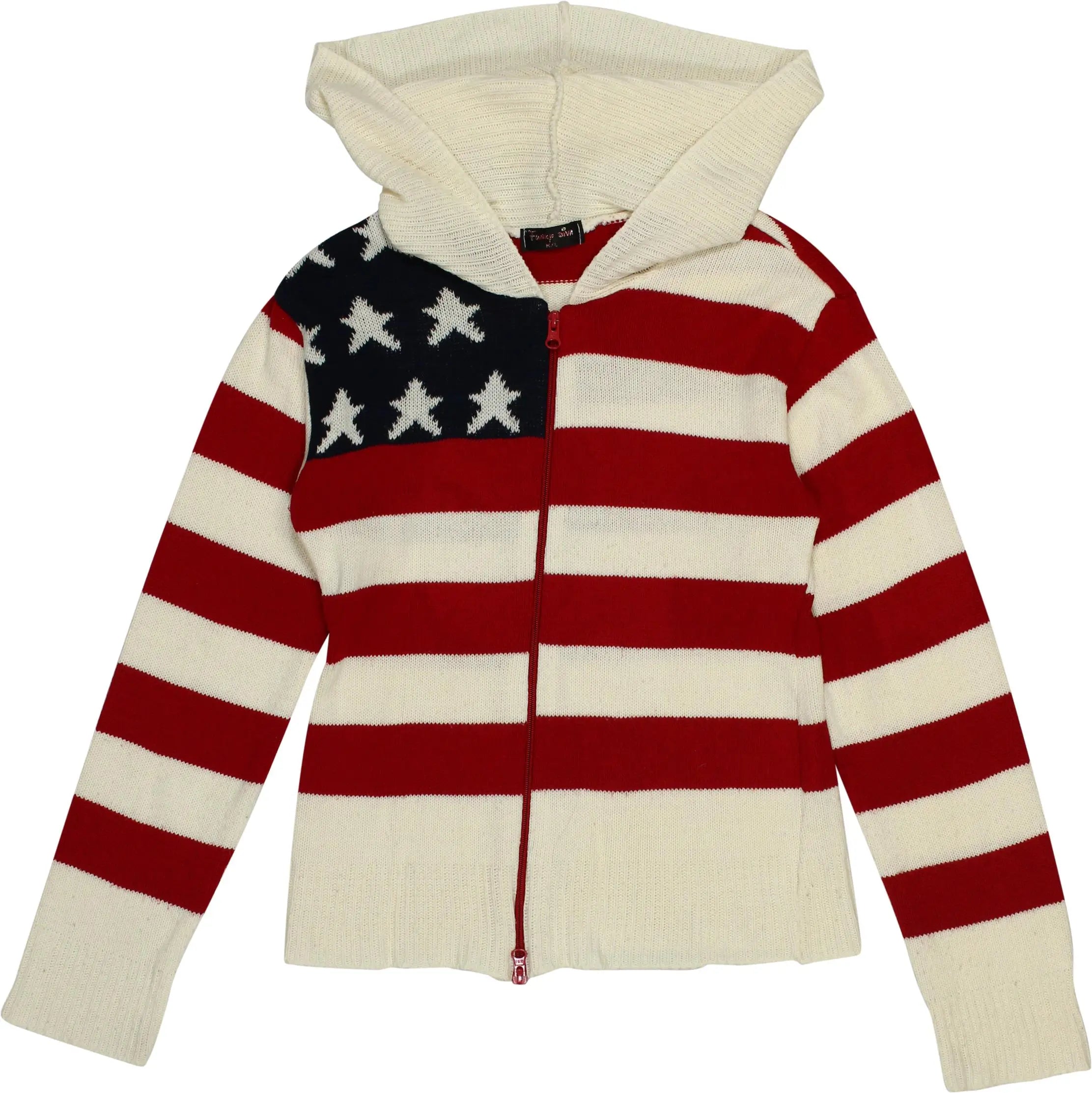 Funky Diva - American Flag Zip-up Cardigan- ThriftTale.com - Vintage and second handclothing