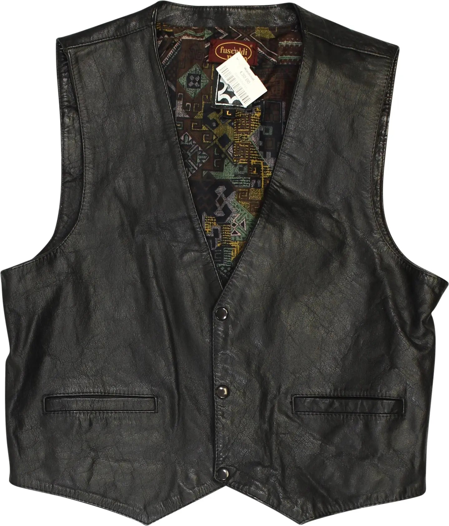 Fuscaldi - Leather Waistcoat- ThriftTale.com - Vintage and second handclothing