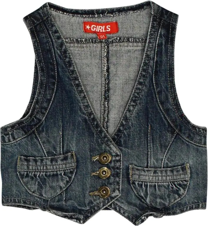 GIRLS - Denim Vest- ThriftTale.com - Vintage and second handclothing