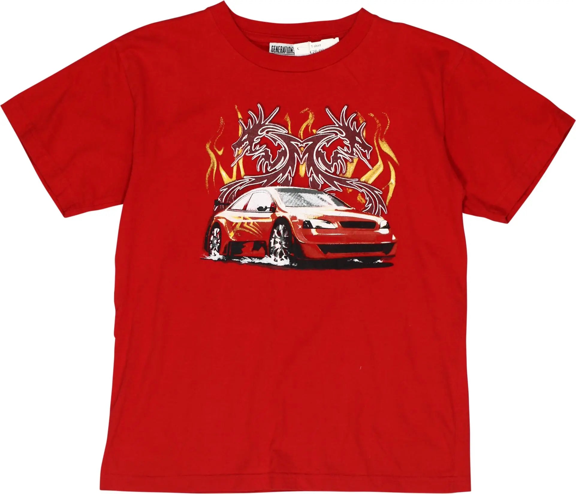 Generations - 00s T-Shirt wth Dragon and Car Print- ThriftTale.com - Vintage and second handclothing