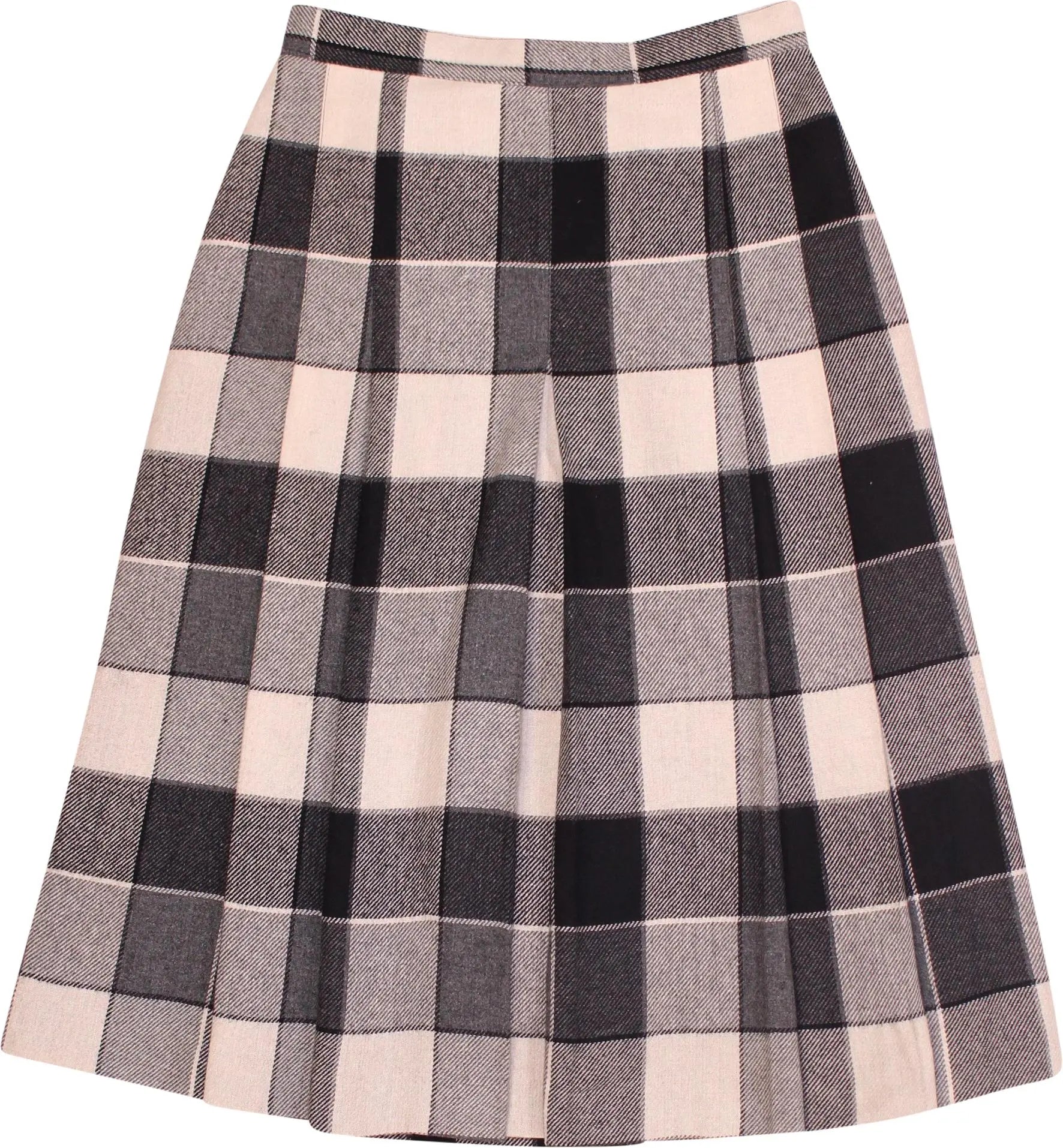 Genis - 80's Pleated Skirt with Checked Pattern- ThriftTale.com - Vintage and second handclothing