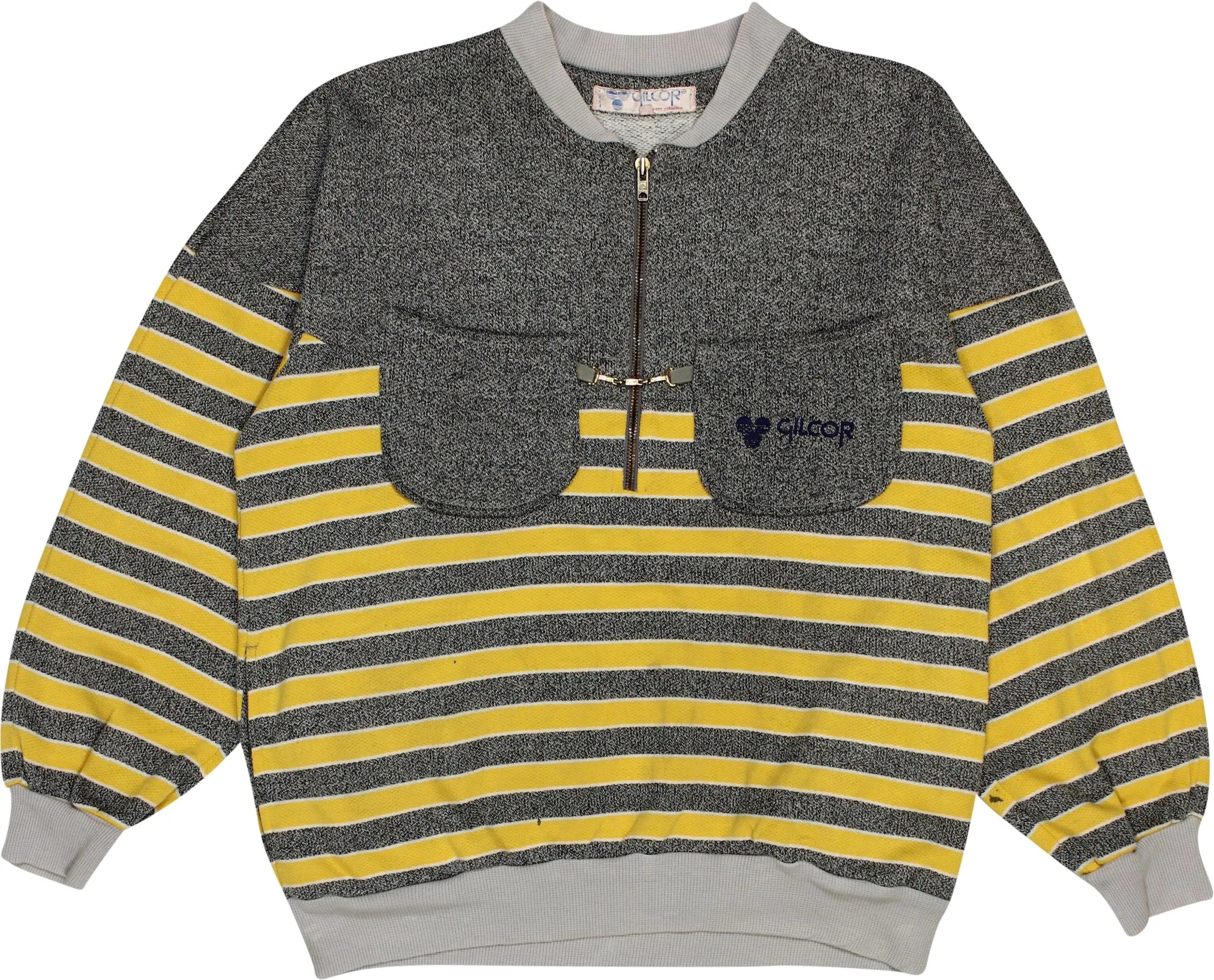 Gilcor - Striped Quarter Zip Sweater- ThriftTale.com - Vintage and second handclothing