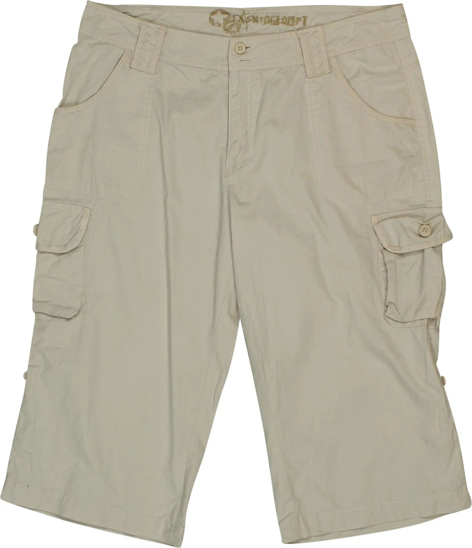 Set of Short capri pants technical fashion illustration with mid-calf  length, normal waist, high rise,