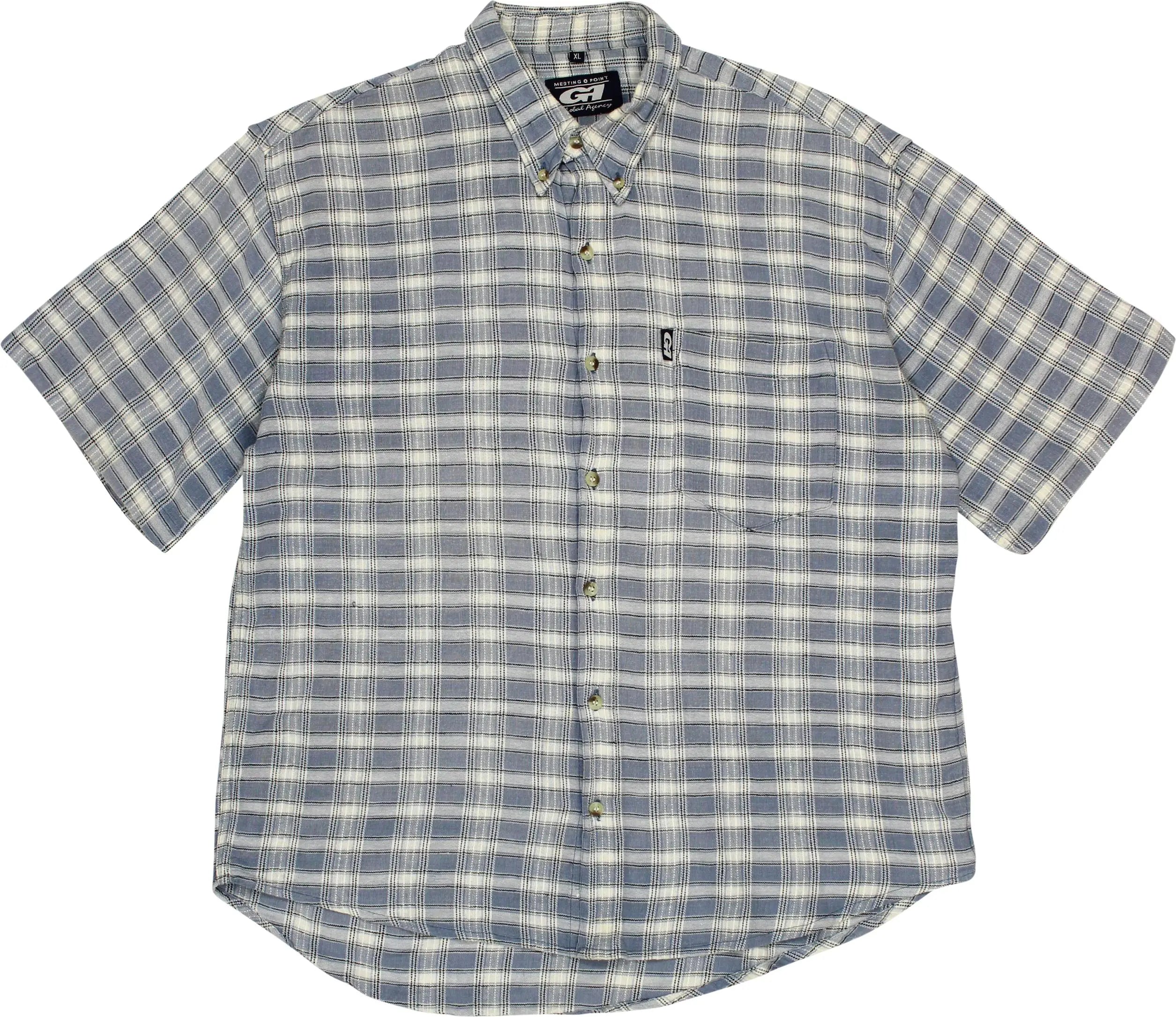 Global Agency - Blue Checked Short Sleeve Shirt- ThriftTale.com - Vintage and second handclothing
