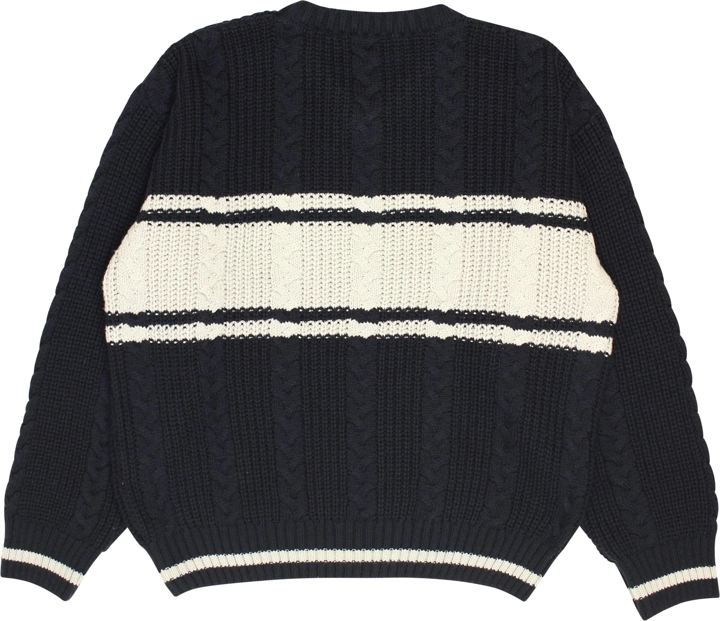 Globe Trotter - 90s Cable Knit V-Neck Jumper- ThriftTale.com - Vintage and second handclothing