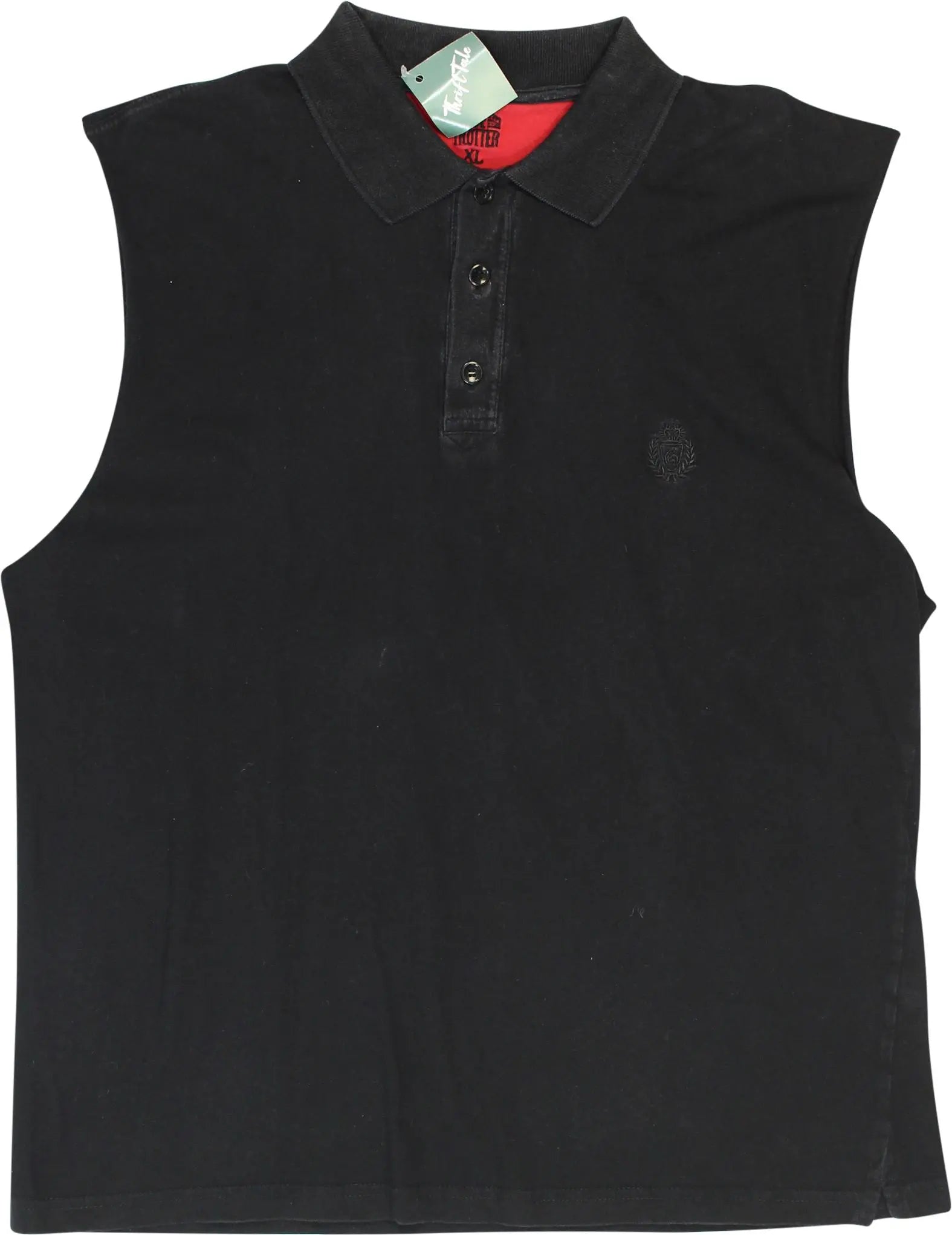 Globe Trotter - Black Sleeveless Polo- ThriftTale.com - Vintage and second handclothing