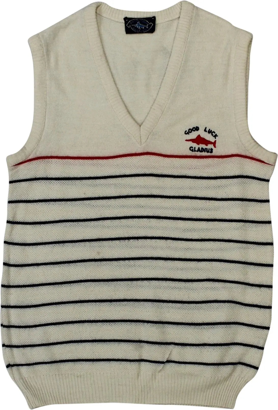 Good Luck Gladius - Cream Striped Vest- ThriftTale.com - Vintage and second handclothing