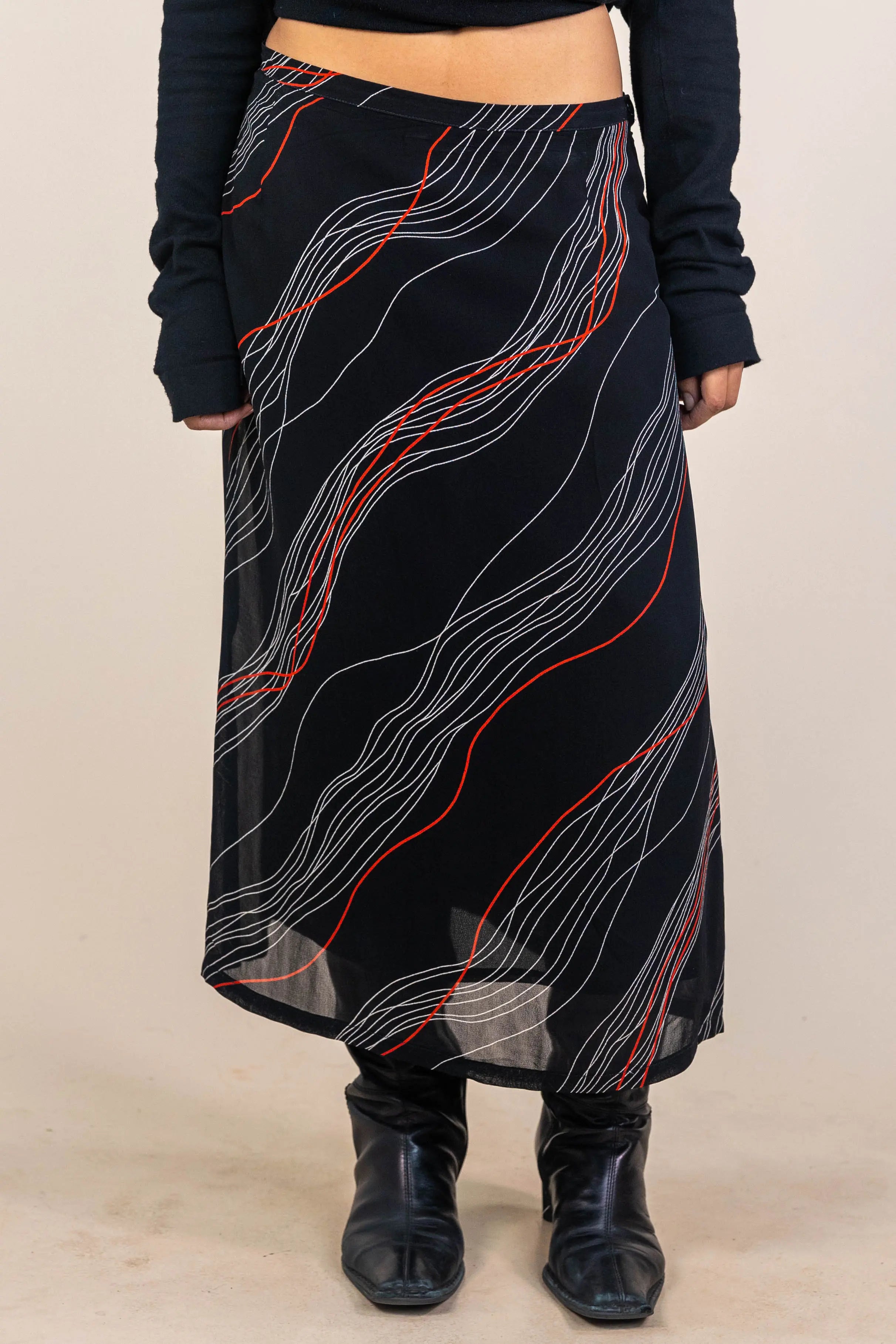 Vintage Skirts Women's Midi Skirts 80 Vintage 80s Patterned