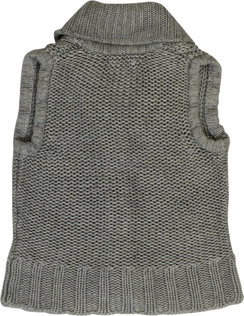 HEMA - Grey Knitted Sleeveless Cardigan- ThriftTale.com - Vintage and second handclothing