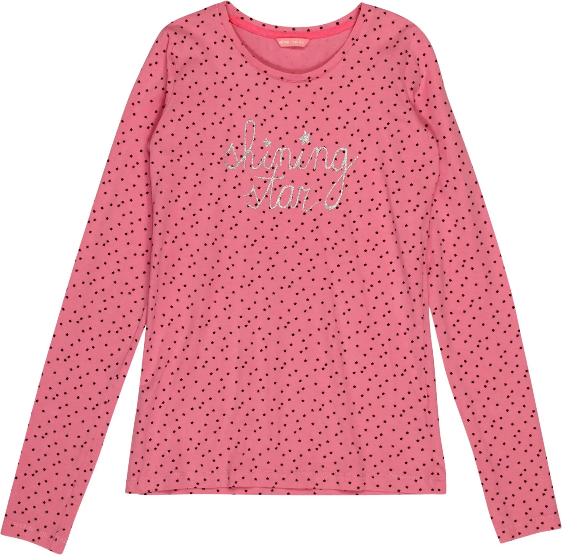 HEMA - Pink Long Sleeve T-shirt with Star Print- ThriftTale.com - Vintage and second handclothing