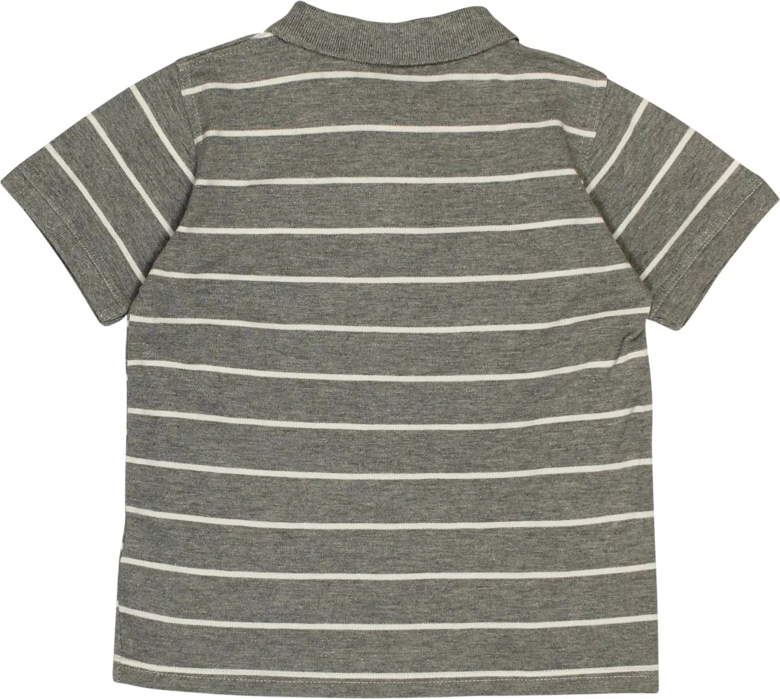 HTX basics - Grey Striped Short Sleeve Polo- ThriftTale.com - Vintage and second handclothing