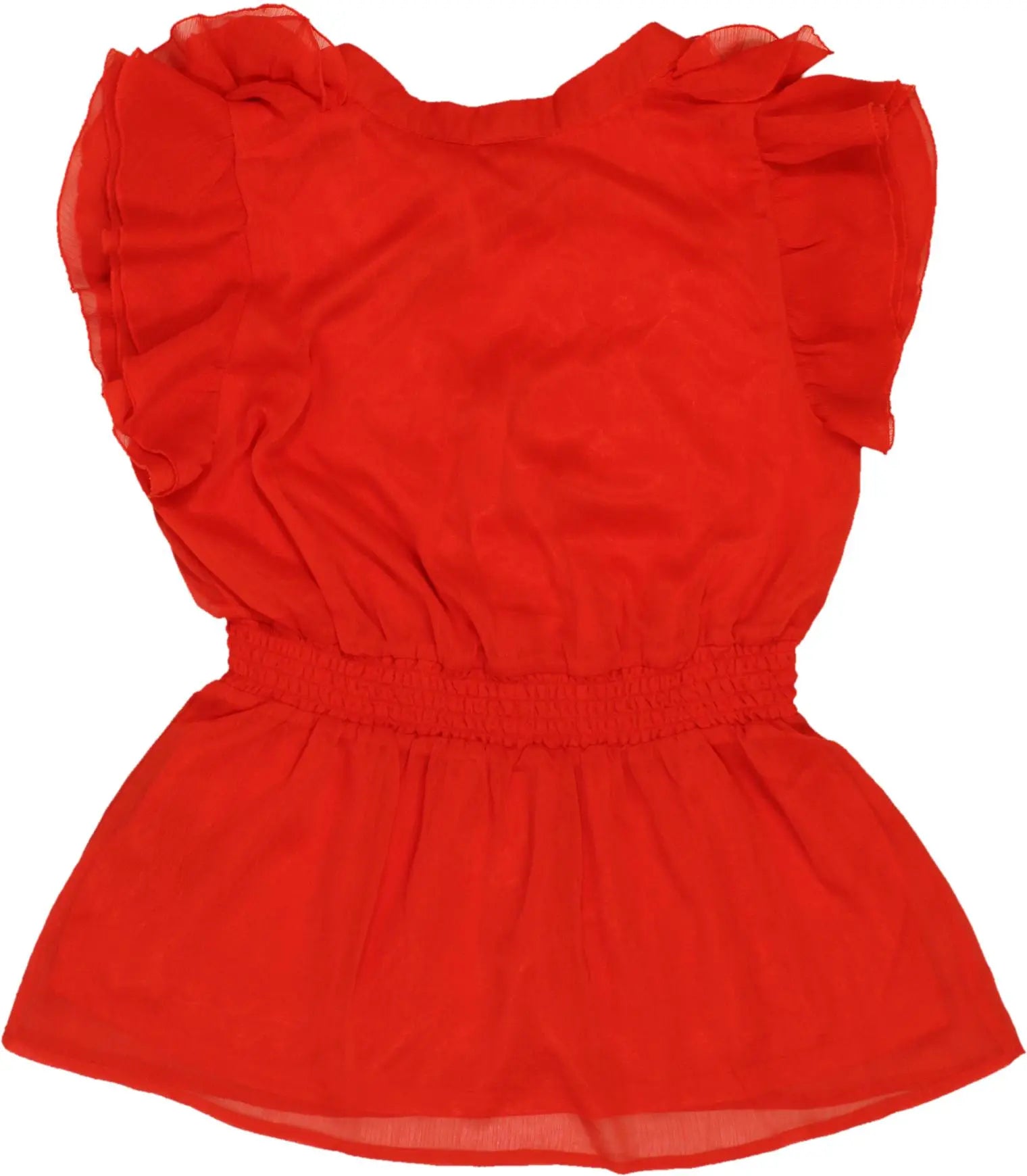 H&M - Red Ruffle Blouse- ThriftTale.com - Vintage and second handclothing