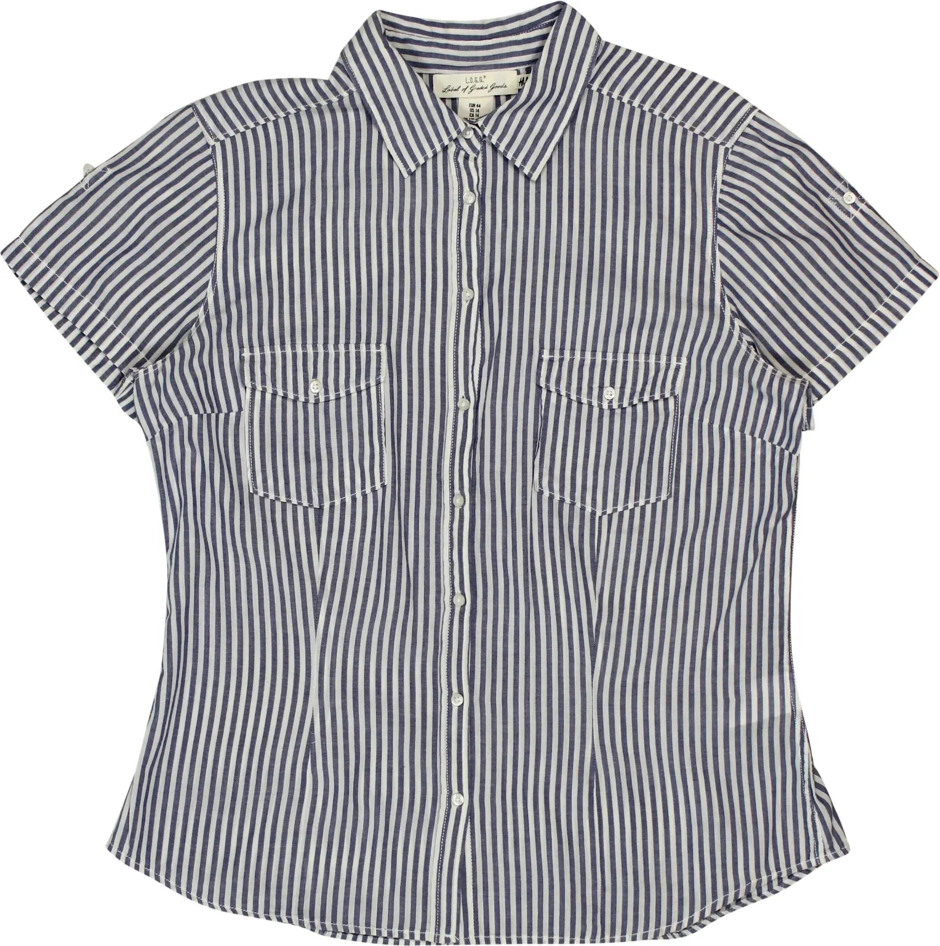 H&M - Striped Short Sleeve Blouse- ThriftTale.com - Vintage and second handclothing