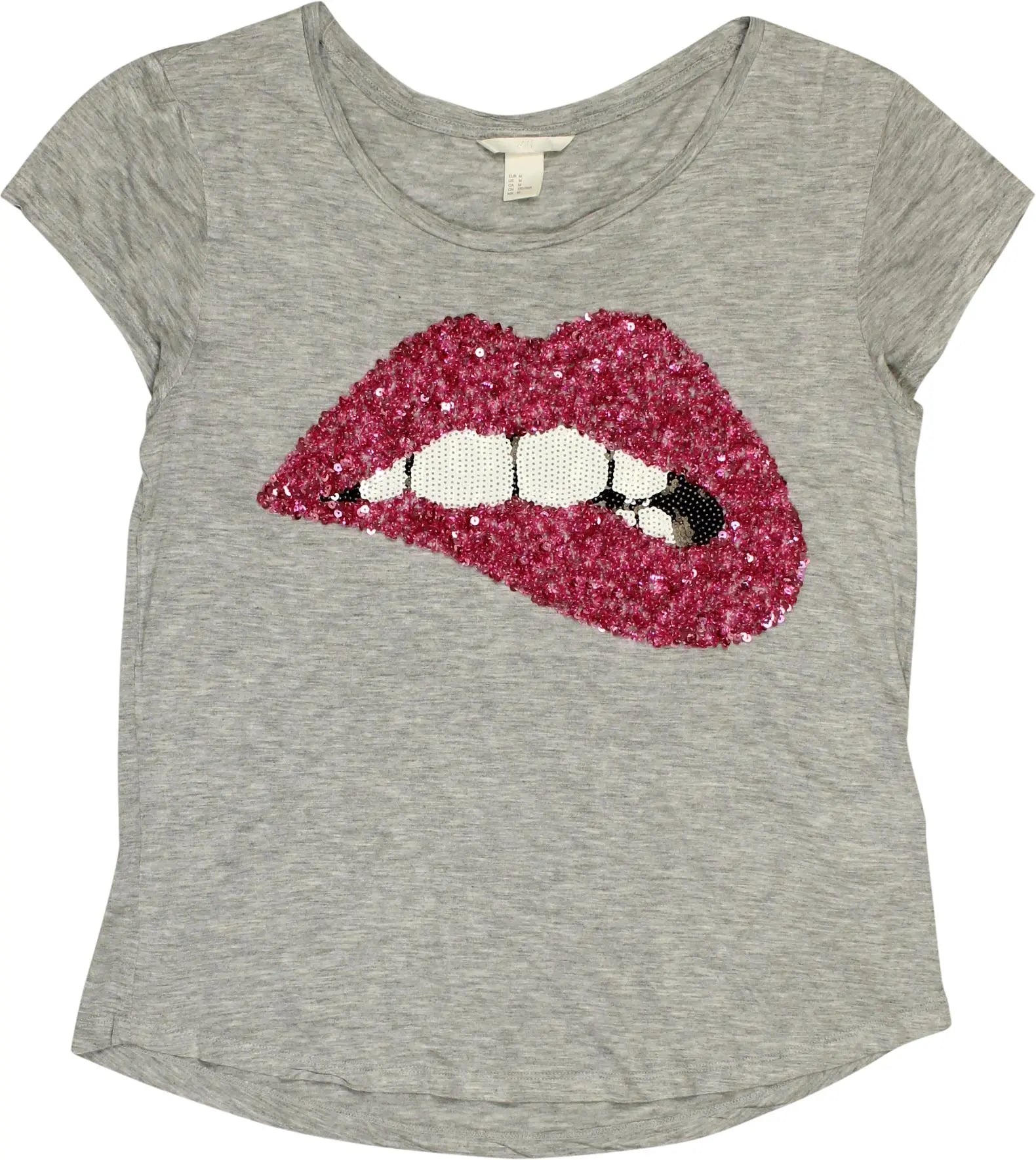 H&M - T-Shirt with Sequined Print- ThriftTale.com - Vintage and second handclothing