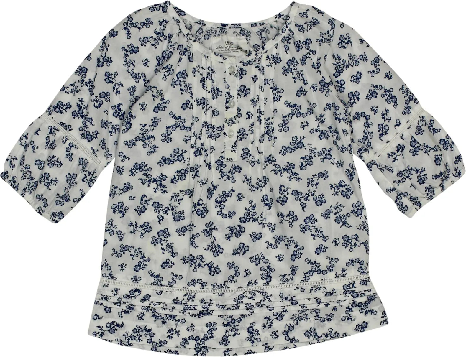 H&M - White Floral Blouse- ThriftTale.com - Vintage and second handclothing