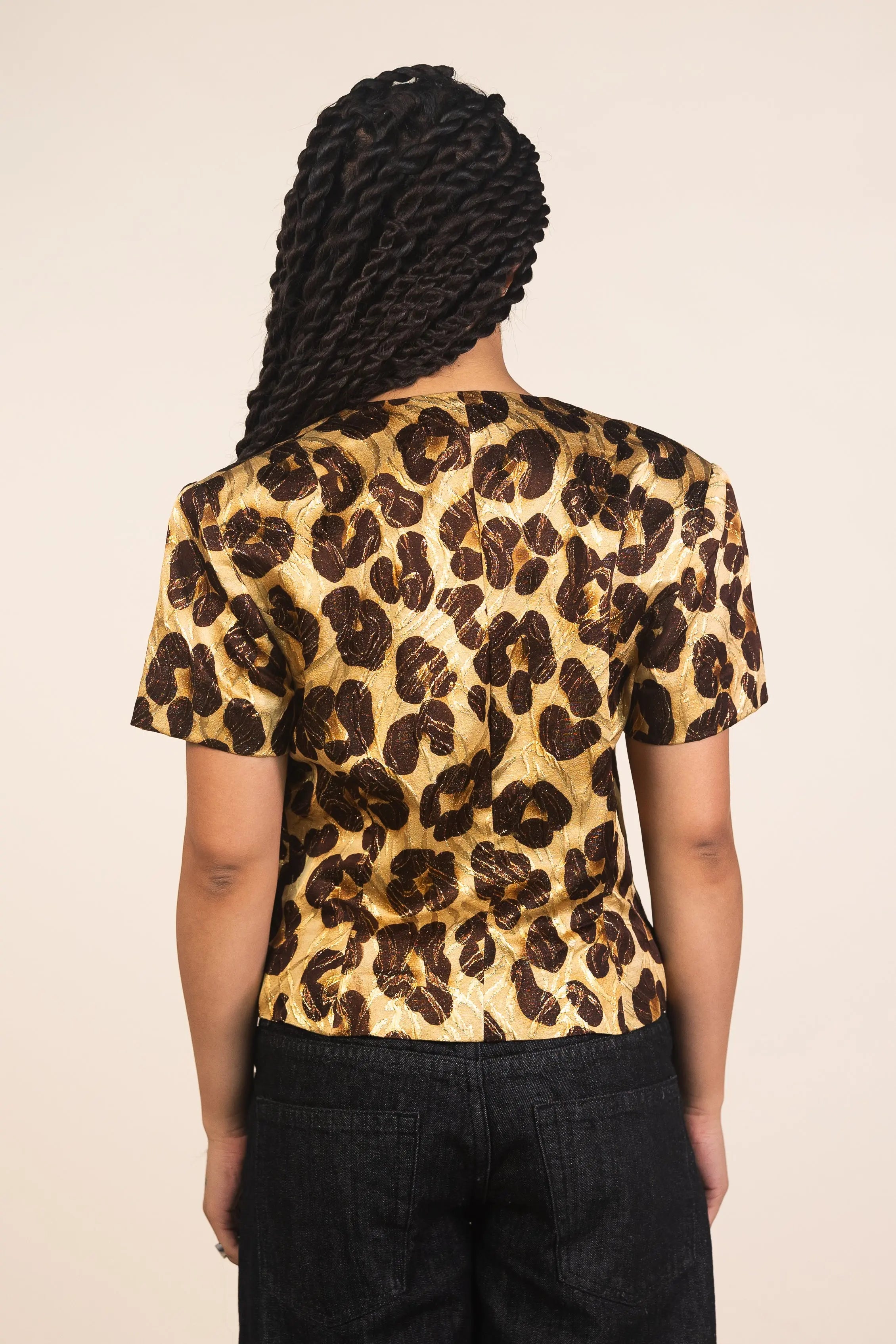 Handmade - 80s Glitter Leopard Shirt- ThriftTale.com - Vintage and second handclothing