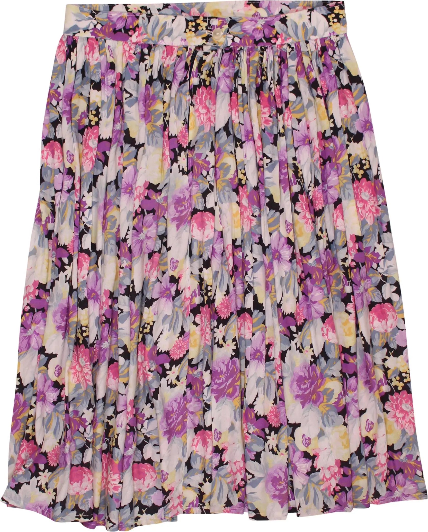 Handmade - 80s Pleated Skirt with Flower Print- ThriftTale.com - Vintage and second handclothing