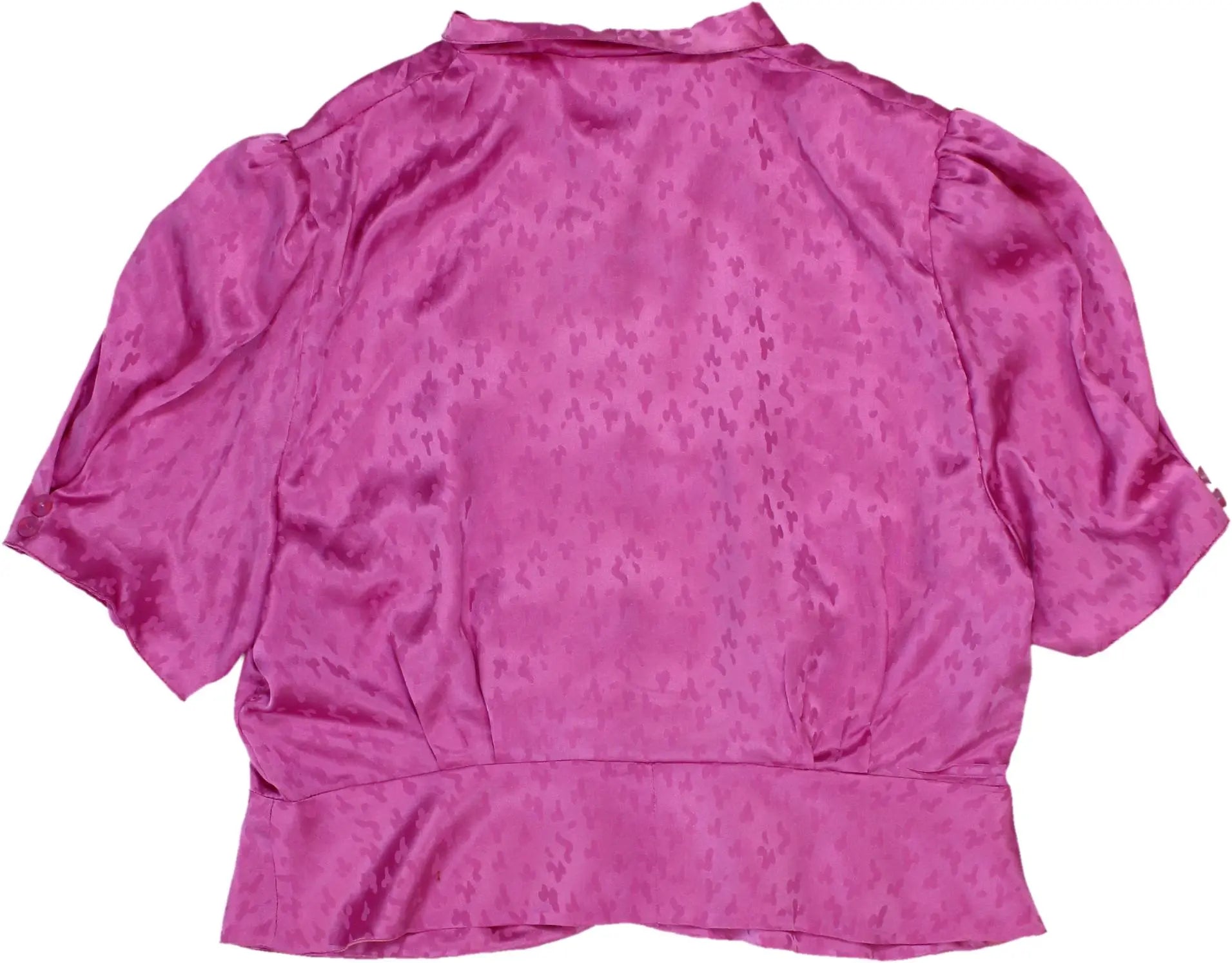 Handmade - 80s Satin Peplum Blouse- ThriftTale.com - Vintage and second handclothing