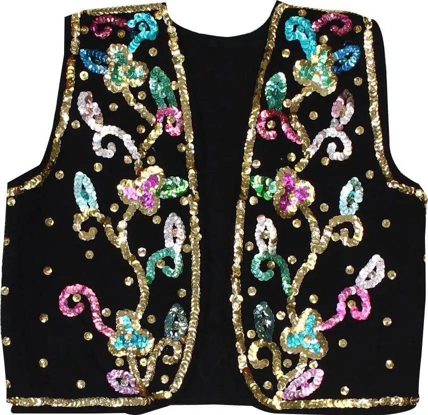 Handmade - Black Vest With Sequins- ThriftTale.com - Vintage and second handclothing