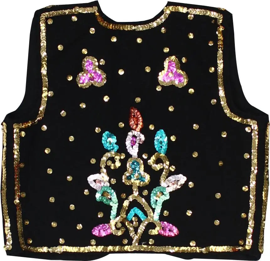 Handmade - Black Vest With Sequins- ThriftTale.com - Vintage and second handclothing