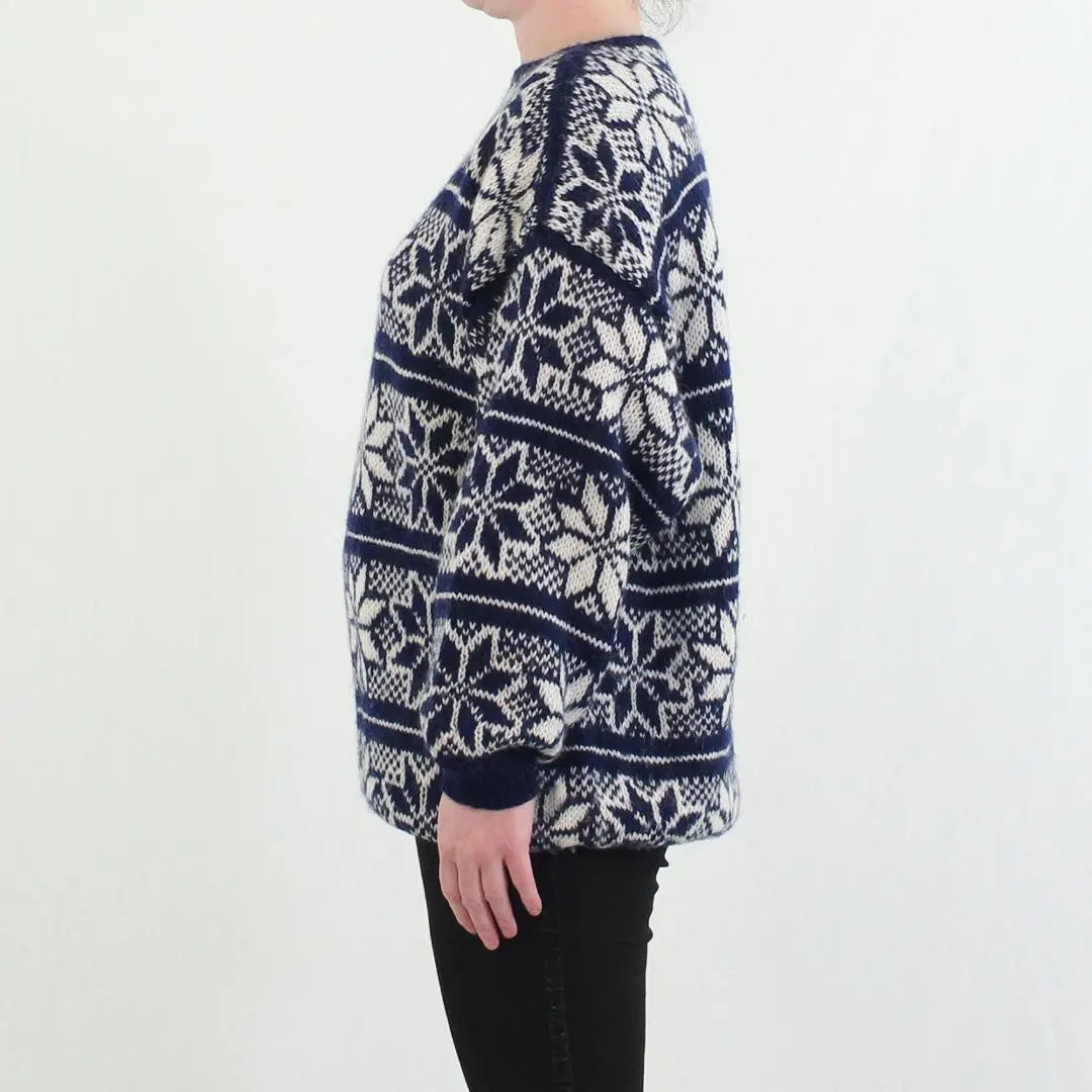 Handmade - Blue Knitted Jumper- ThriftTale.com - Vintage and second handclothing