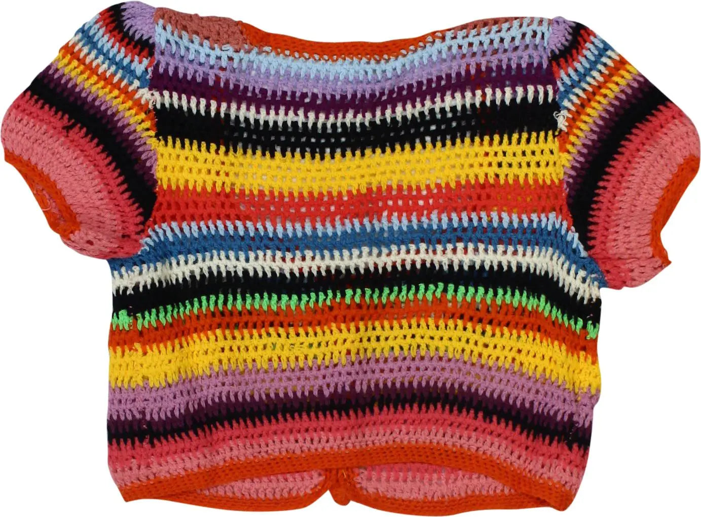 Handmade - Colourful Knitted Cardigan- ThriftTale.com - Vintage and second handclothing