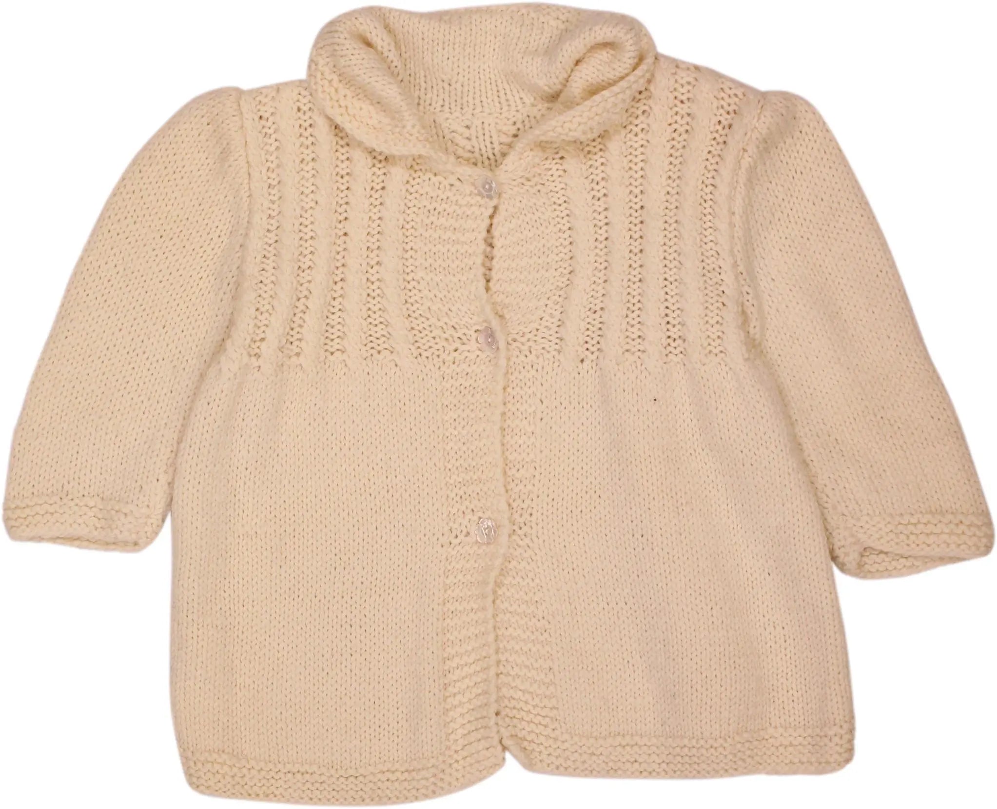 Handmade - Cream Knitted Cardigan- ThriftTale.com - Vintage and second handclothing