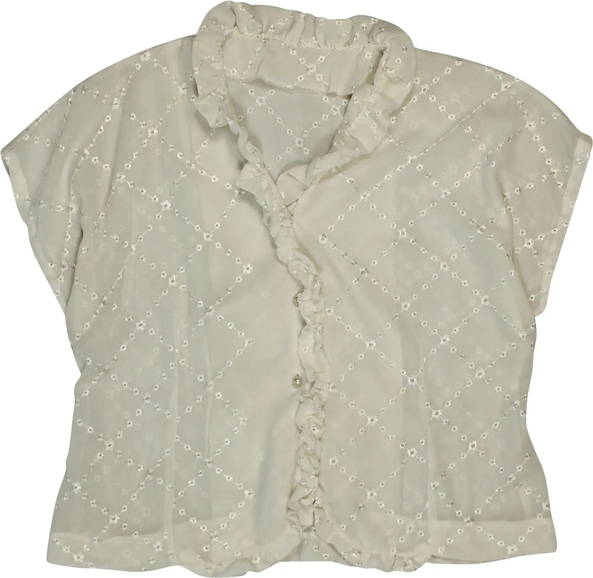 Handmade - Embroidered Ruffle Blouse- ThriftTale.com - Vintage and second handclothing