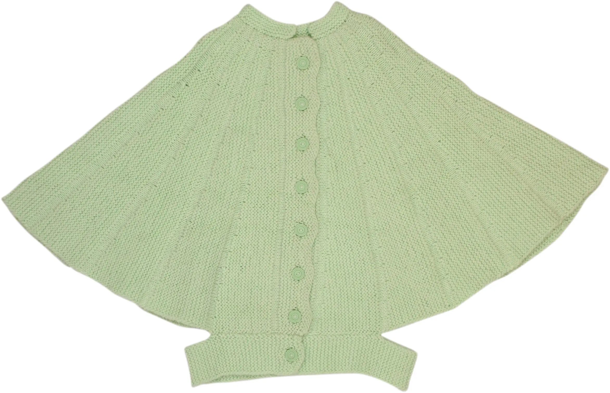 Handmade - Green Knitted Poncho- ThriftTale.com - Vintage and second handclothing