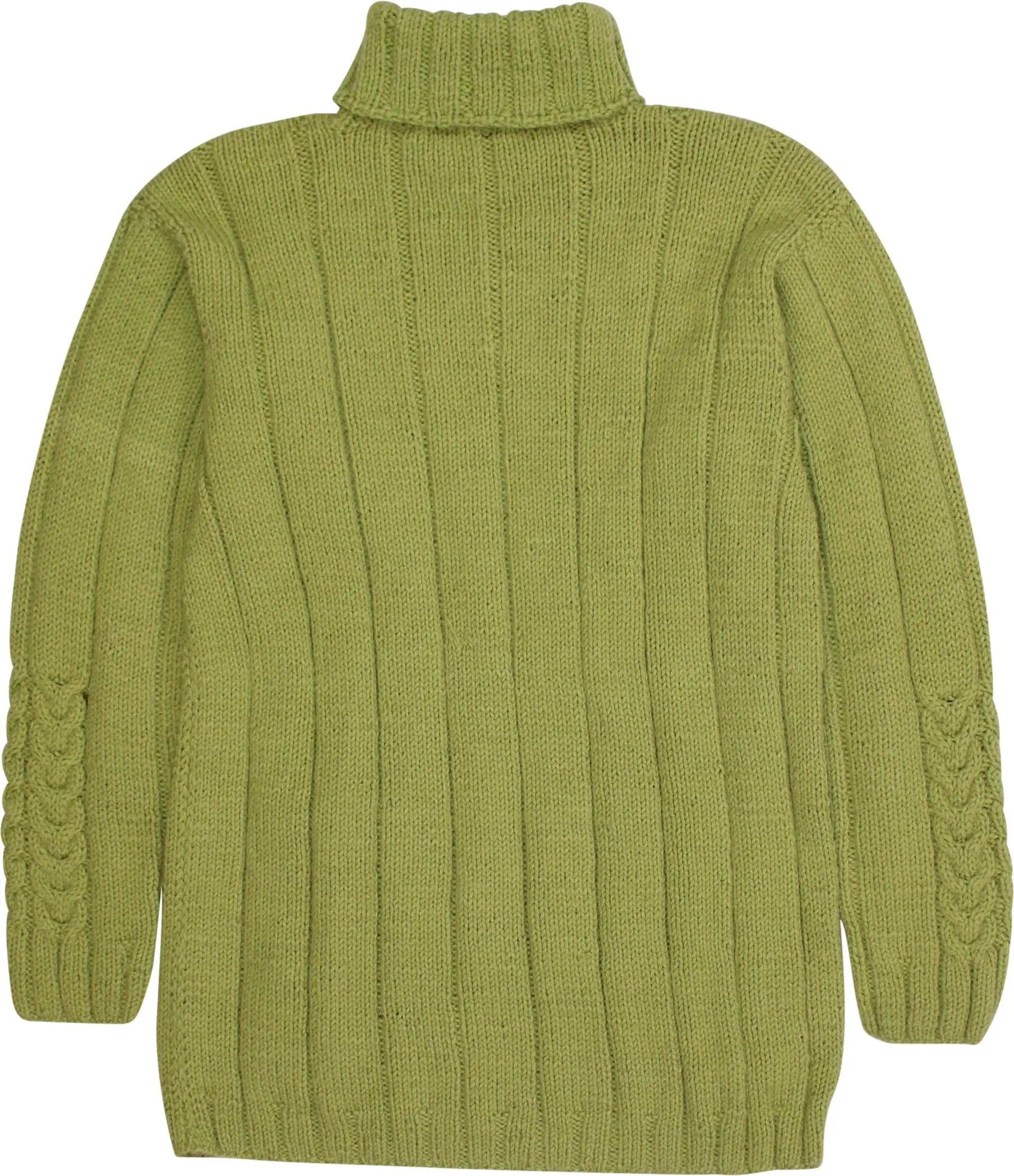Handmade - Green Knitted Turtleneck Jumper- ThriftTale.com - Vintage and second handclothing