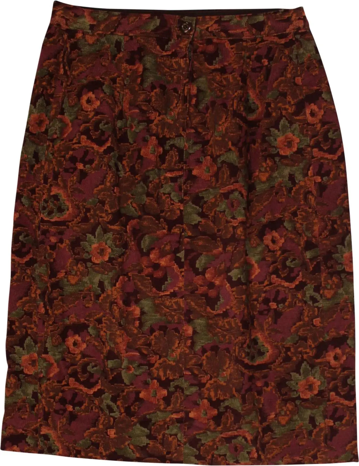 Handmade - Handmade Corduroy Skirt with Floral Print- ThriftTale.com - Vintage and second handclothing