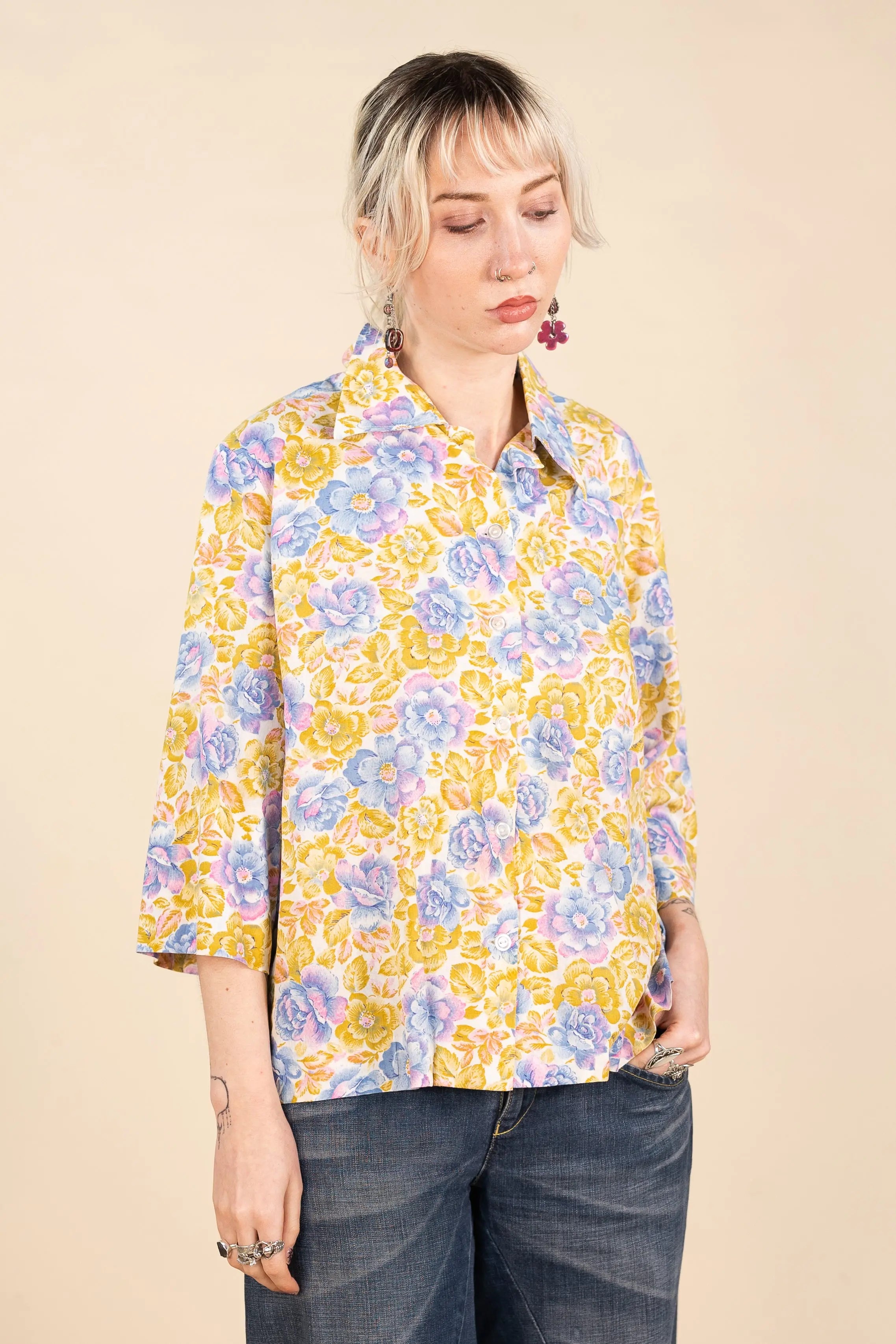 Handmade - Handmade Floral Shirt- ThriftTale.com - Vintage and second handclothing