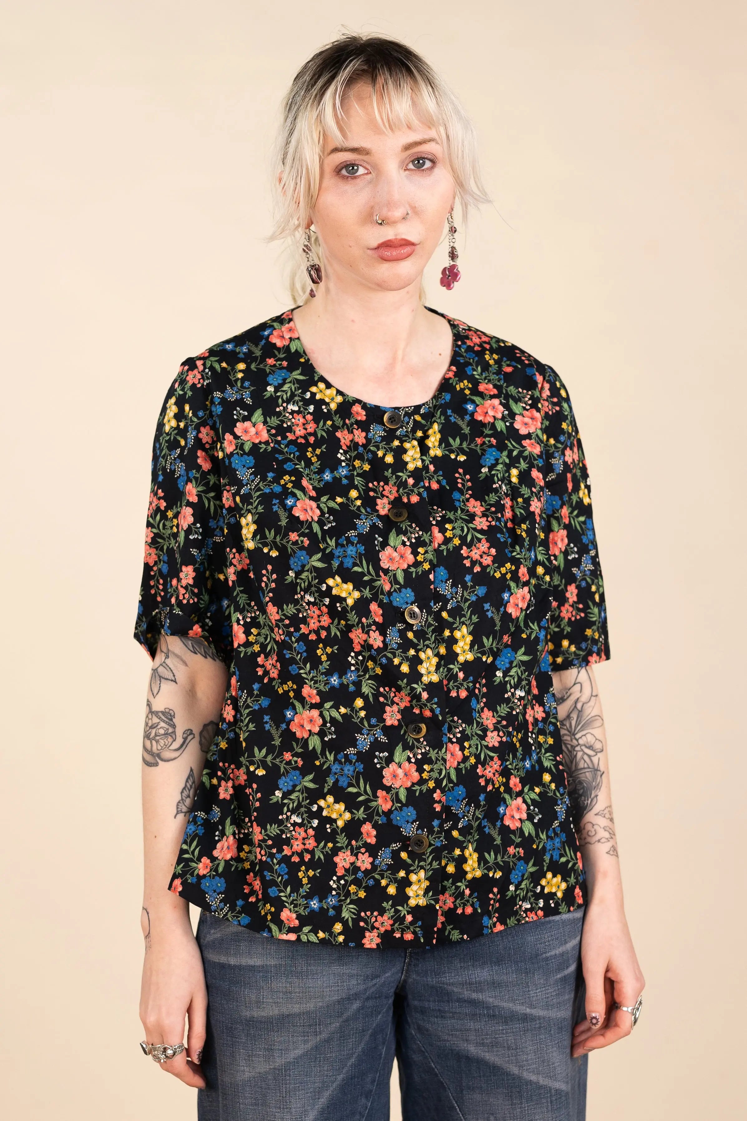 Handmade - Handmade Floral Top- ThriftTale.com - Vintage and second handclothing