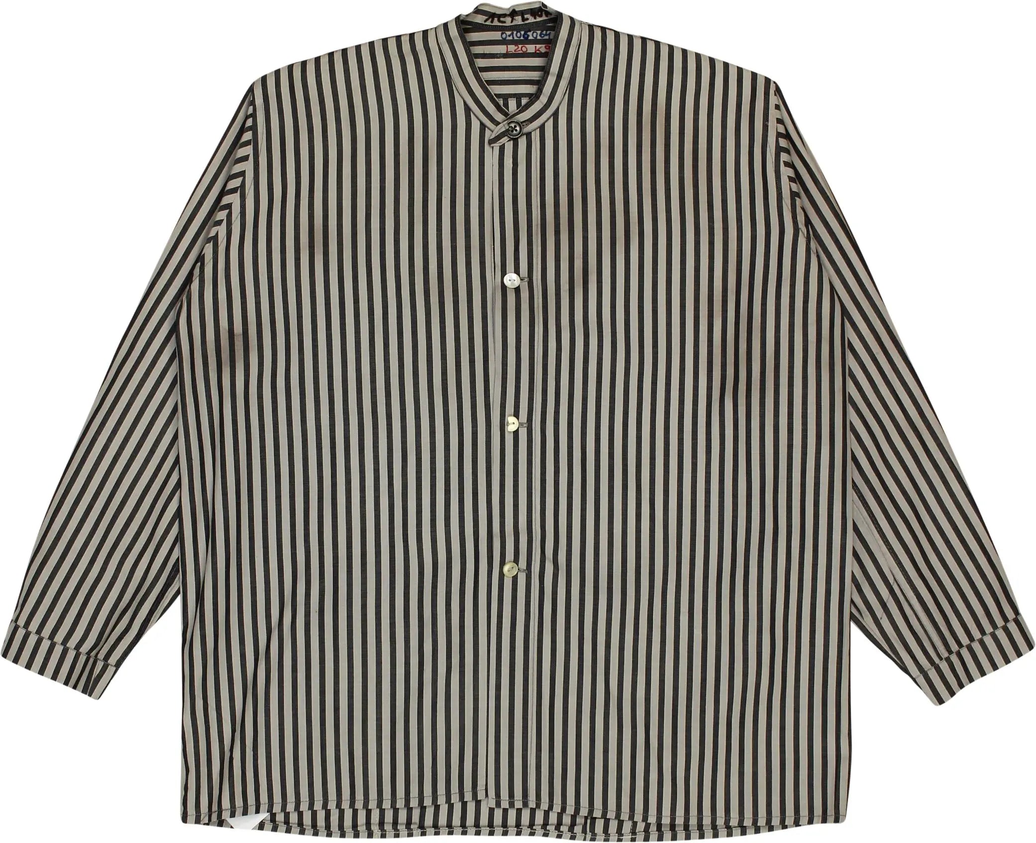 Handmade - Handmade Grandfather Collar Striped Shirt- ThriftTale.com - Vintage and second handclothing