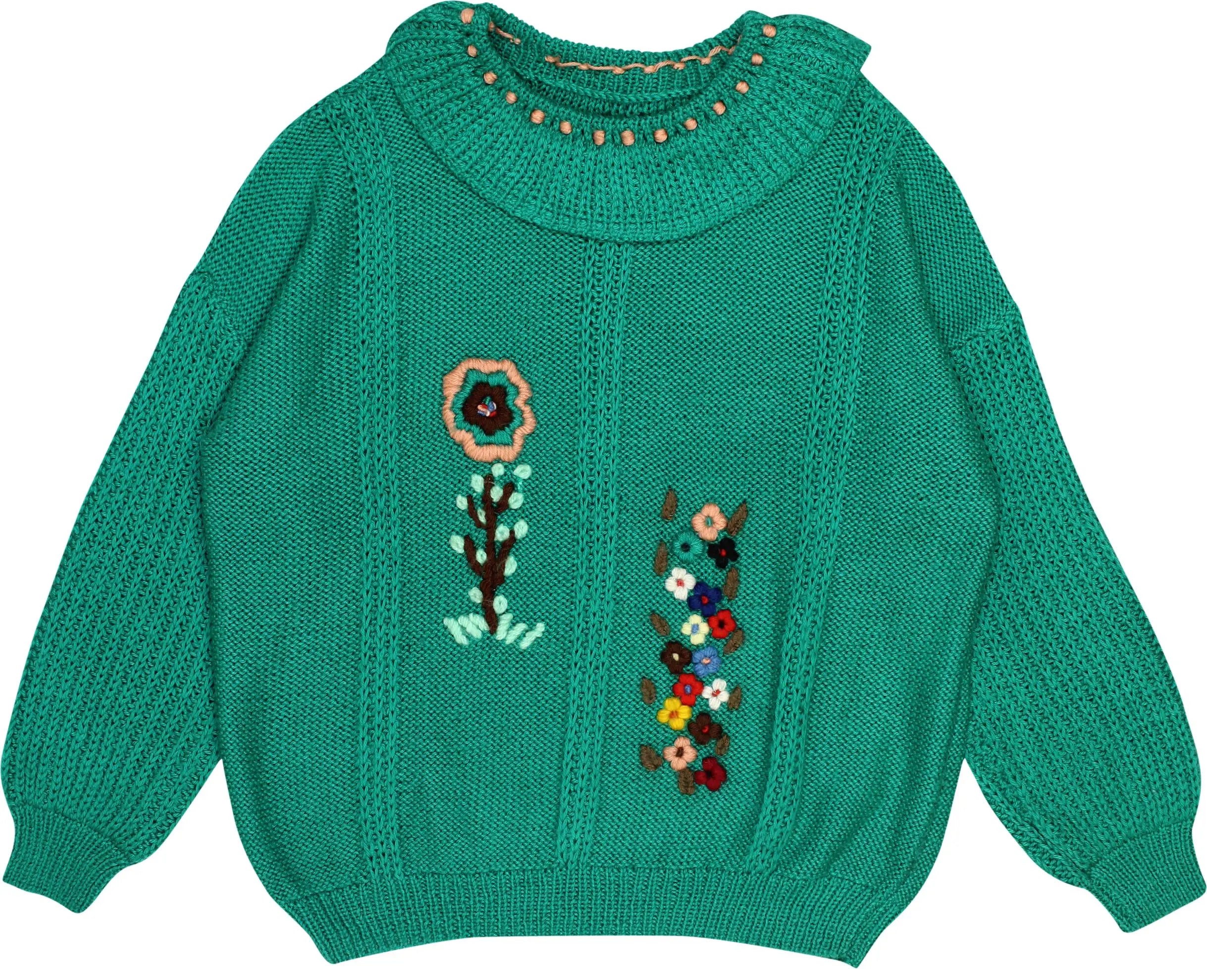 Handmade - Handmade Green Knitted Jumper- ThriftTale.com - Vintage and second handclothing