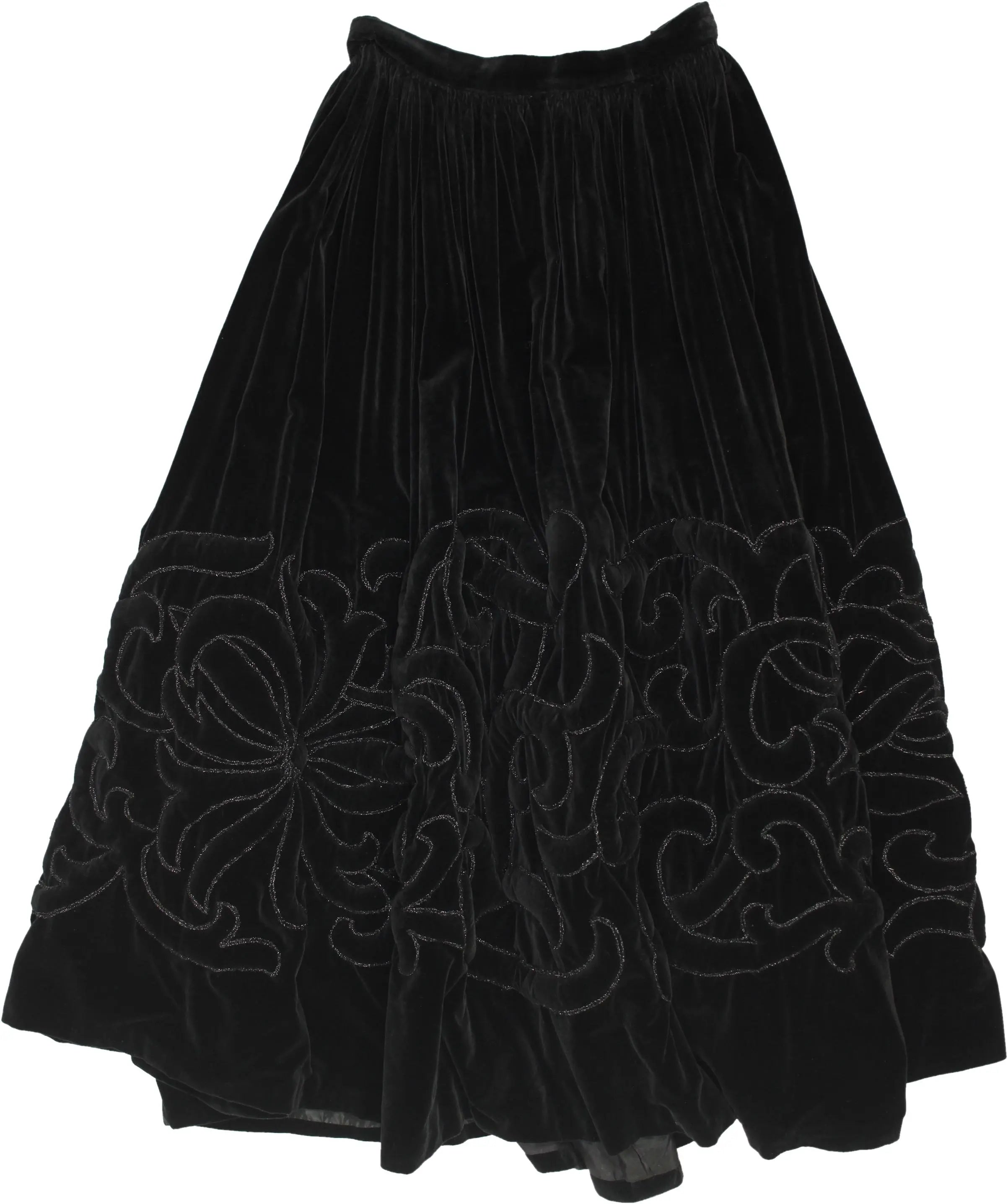 Handmade - Handmade Velvet Embroidered Long Skirt- ThriftTale.com - Vintage and second handclothing