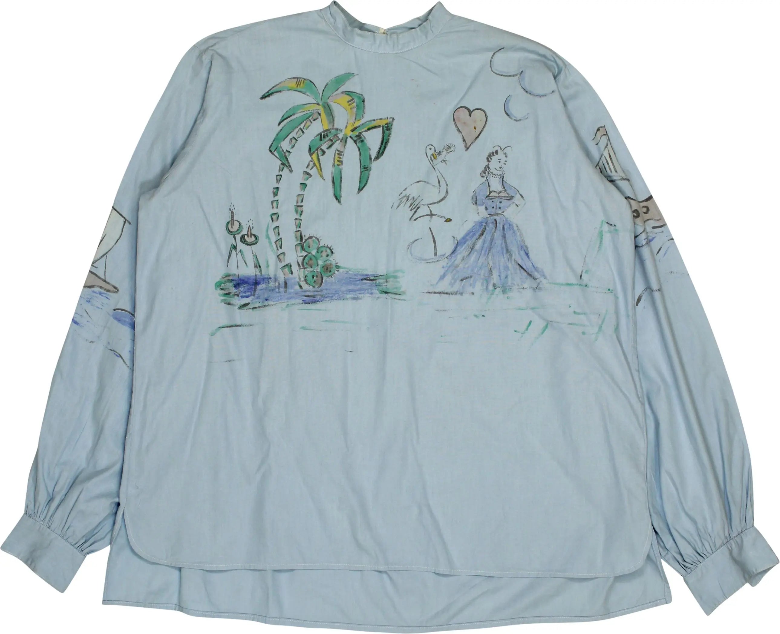 Handmade - Handpainted Blouse- ThriftTale.com - Vintage and second handclothing