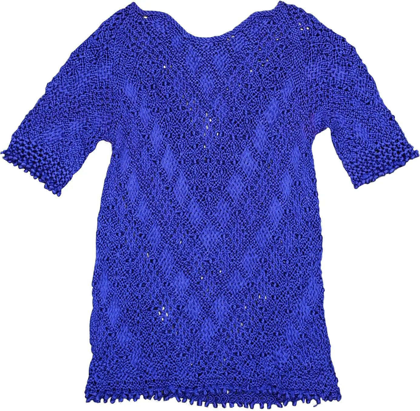 Handmade - Heavy Crochet Short Sleeve Top- ThriftTale.com - Vintage and second handclothing