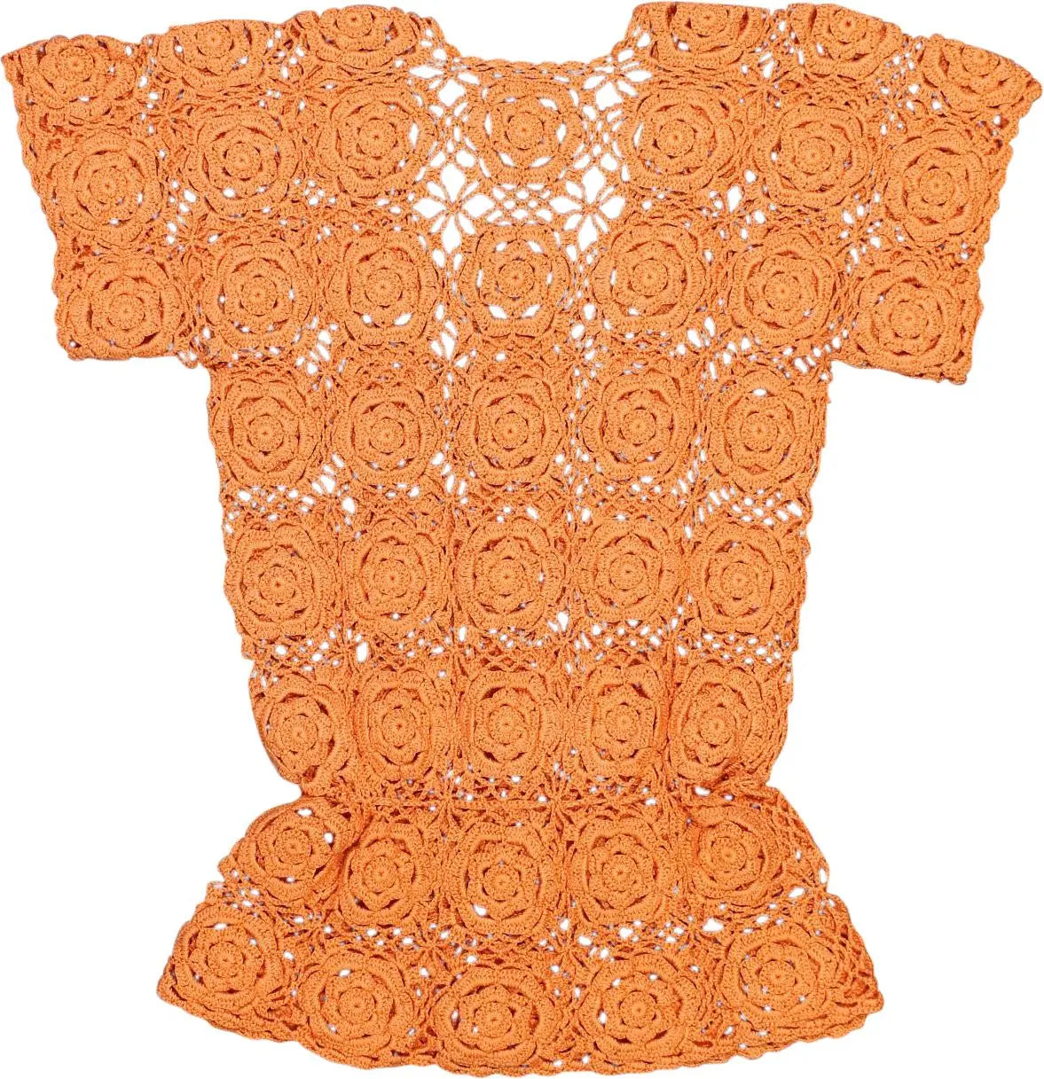 Handmade - Orange Crochet Top- ThriftTale.com - Vintage and second handclothing