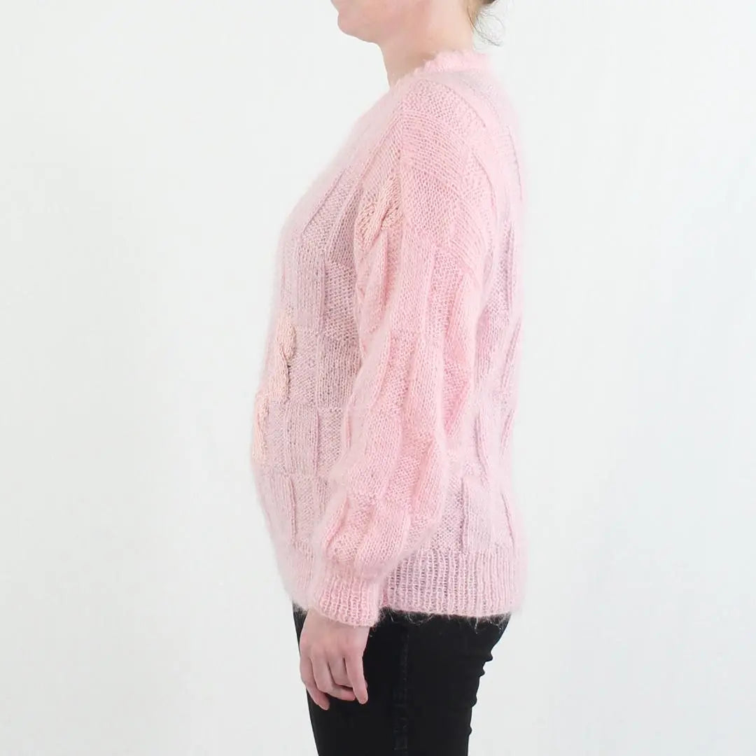 Handmade - Pink Knitted Jumper- ThriftTale.com - Vintage and second handclothing