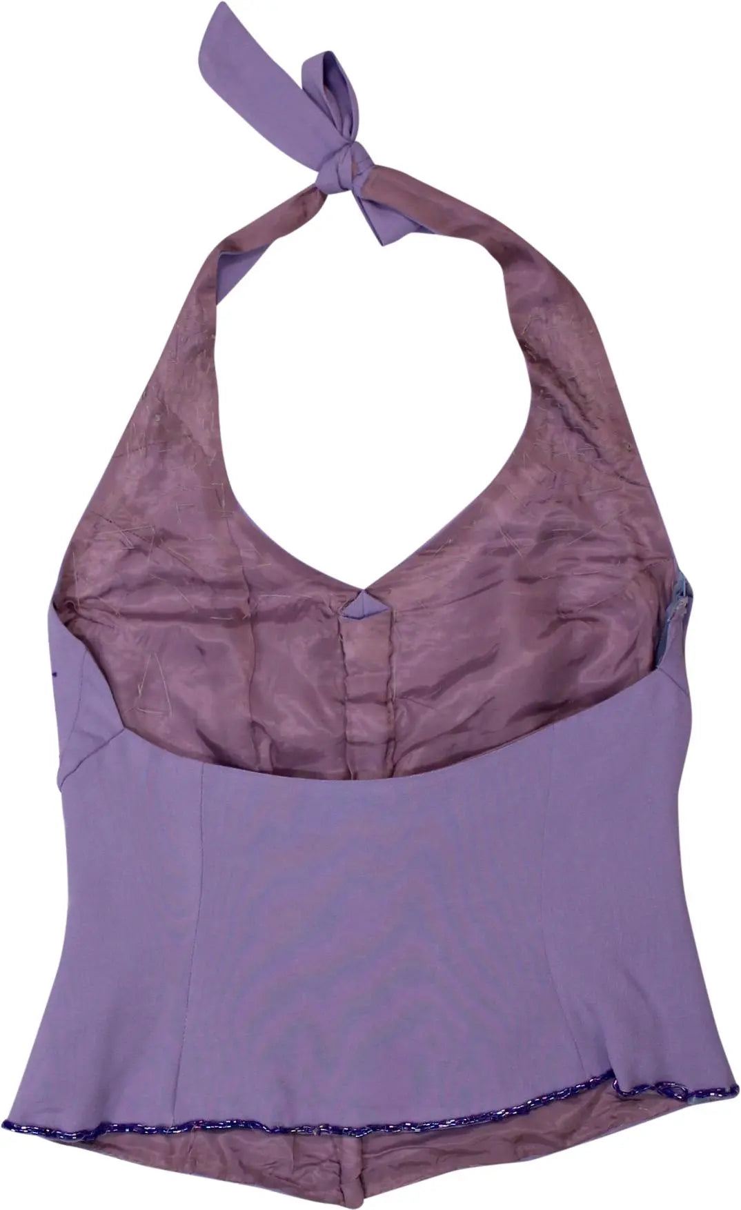 Handmade - Purple Beaded Halter Top- ThriftTale.com - Vintage and second handclothing