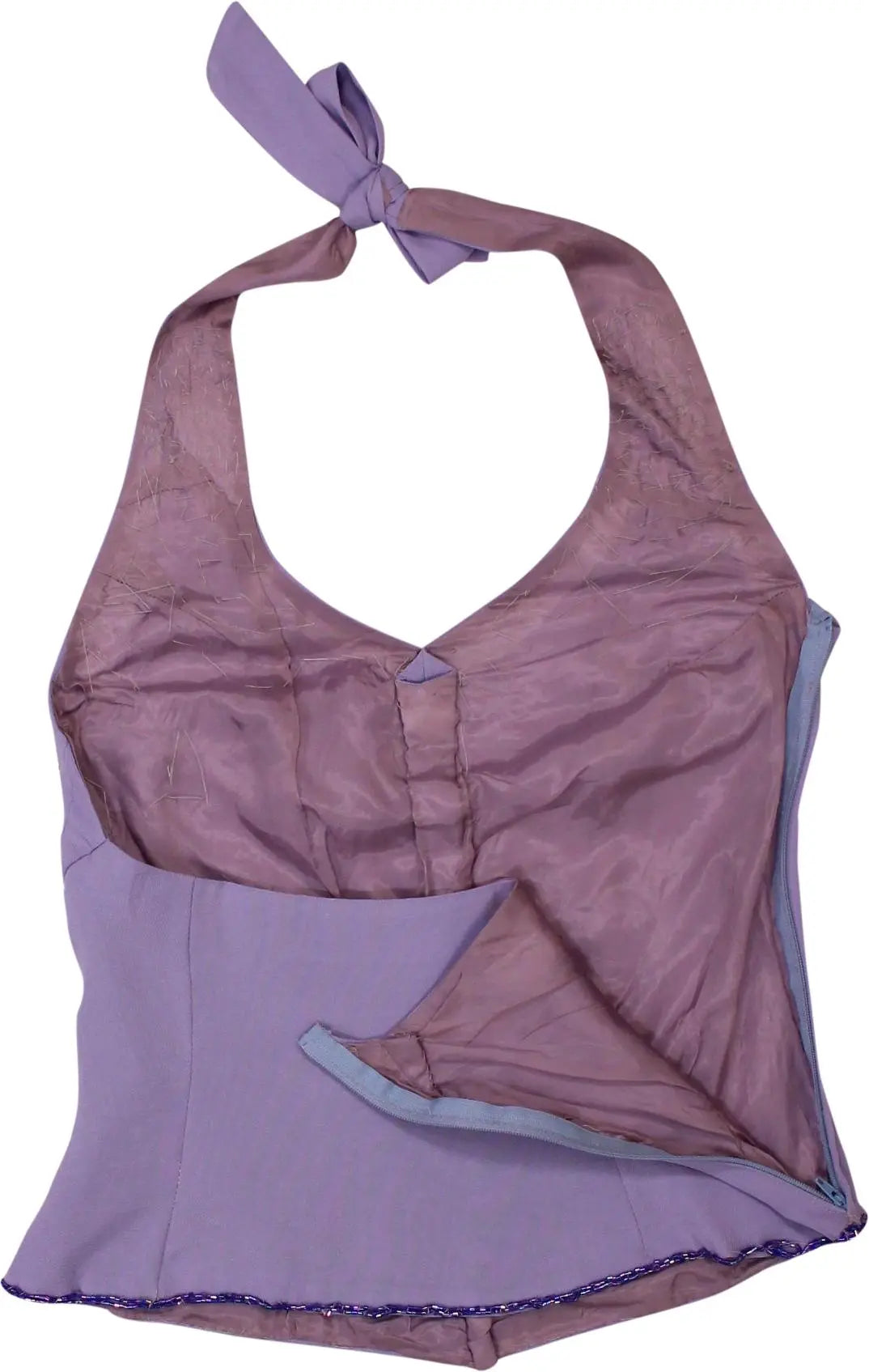 Handmade - Purple Beaded Halter Top- ThriftTale.com - Vintage and second handclothing